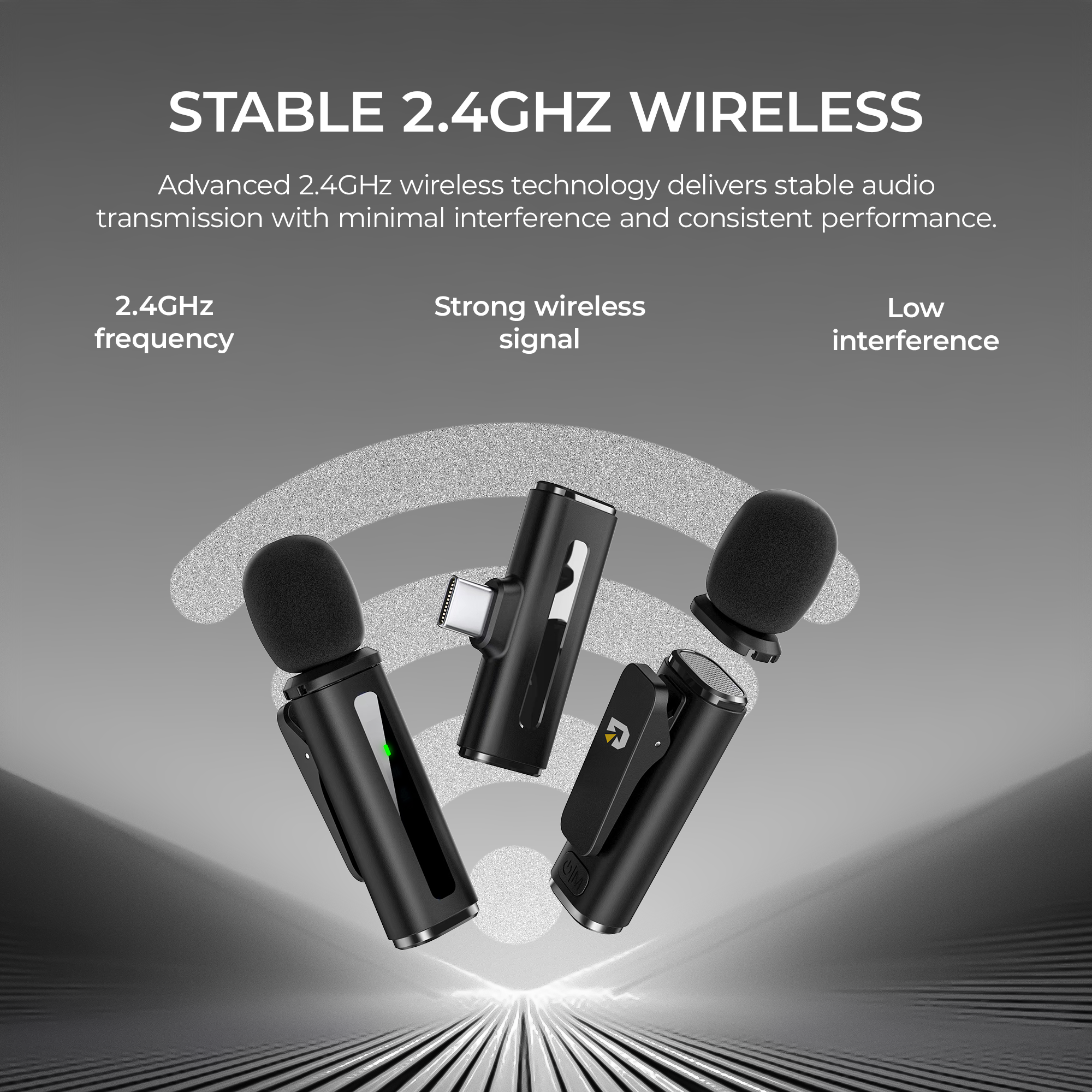 Digitek (DWM 014) Wireless Microphone System with Type-C Connector, 2 Transmitters & 1 Receiver, 40m Range, Noise Cancellation, 7H Battery, 2.4GHz Low Latency Mic, Ideal for vloggers & creators