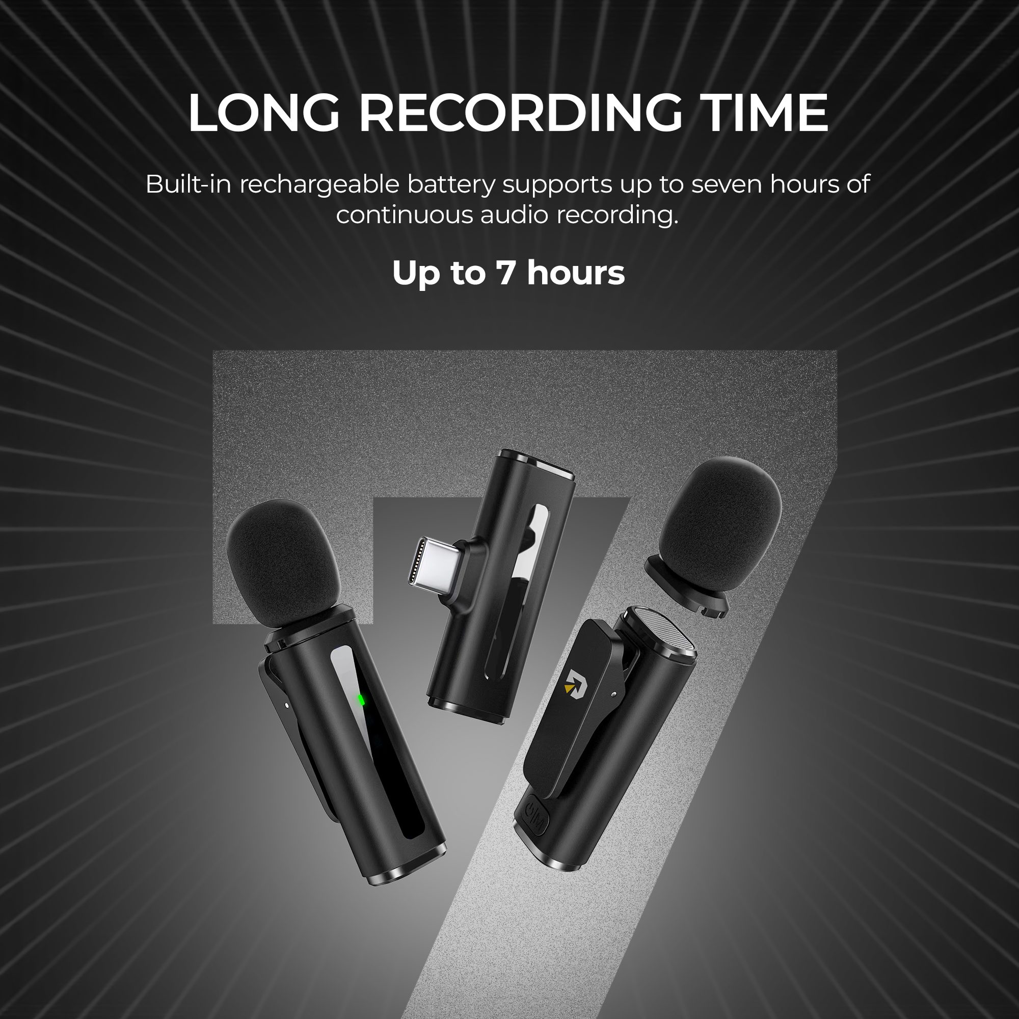 Digitek (DWM 014) Wireless Microphone System with Type-C Connector, 2 Transmitters & 1 Receiver, 40m Range, Noise Cancellation, 7H Battery, 2.4GHz Low Latency Mic, Ideal for vloggers & creators