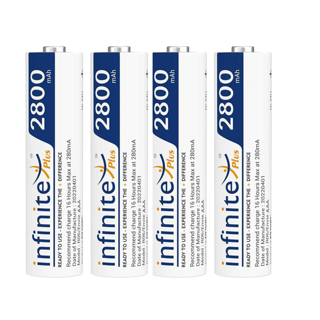 ENVIE (AA28004PL) AA Rechargeable Batteries | High Capacity Ni-MH | 2800 mAh | Low Self Discharge | Pre-Charged (Pack Of 4) (AA28004PL)