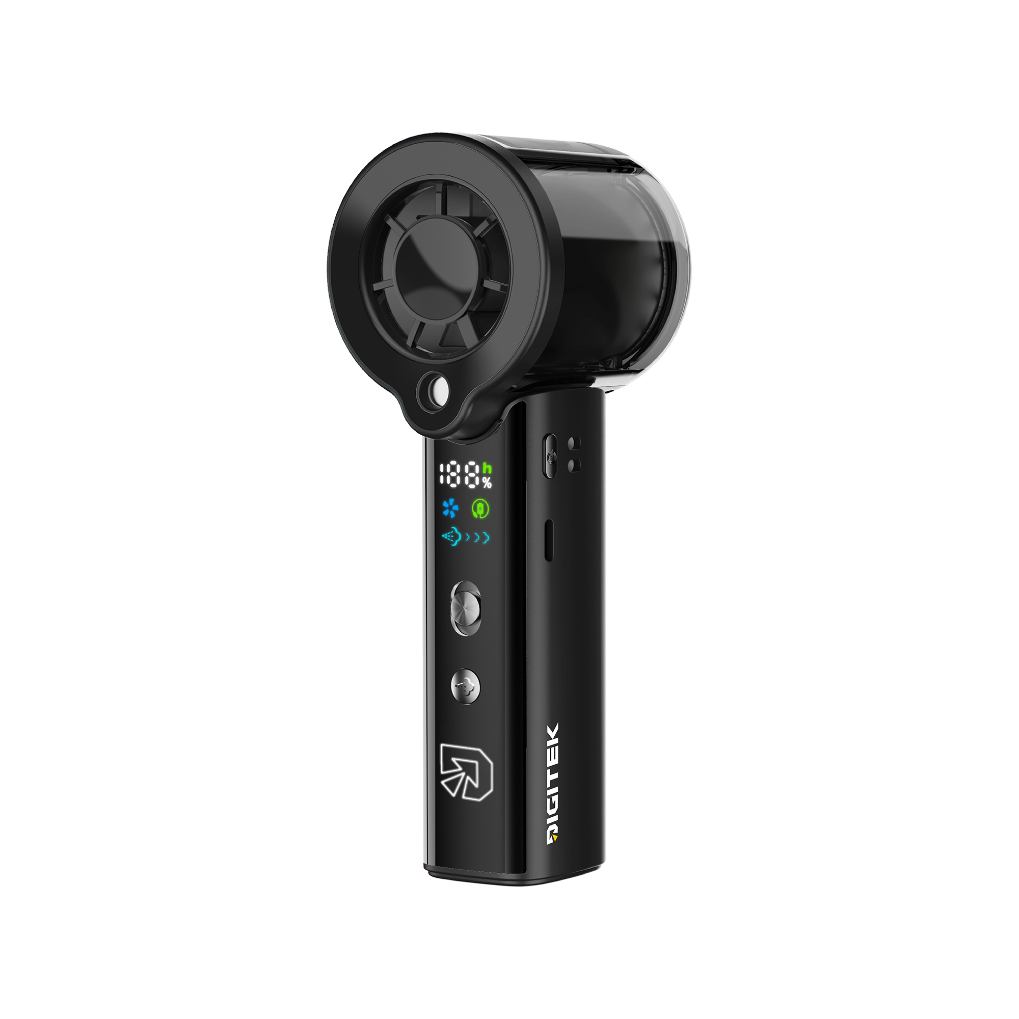 Digitek DFP-FS1 Portable Handheld Spray Fan | 7.5W Powerful Cooling | 100 Stepless Speed Levels | 3000mAh Battery | Nano Mist Spray | USB Type-C Charging, Power Bank Function & LED Display