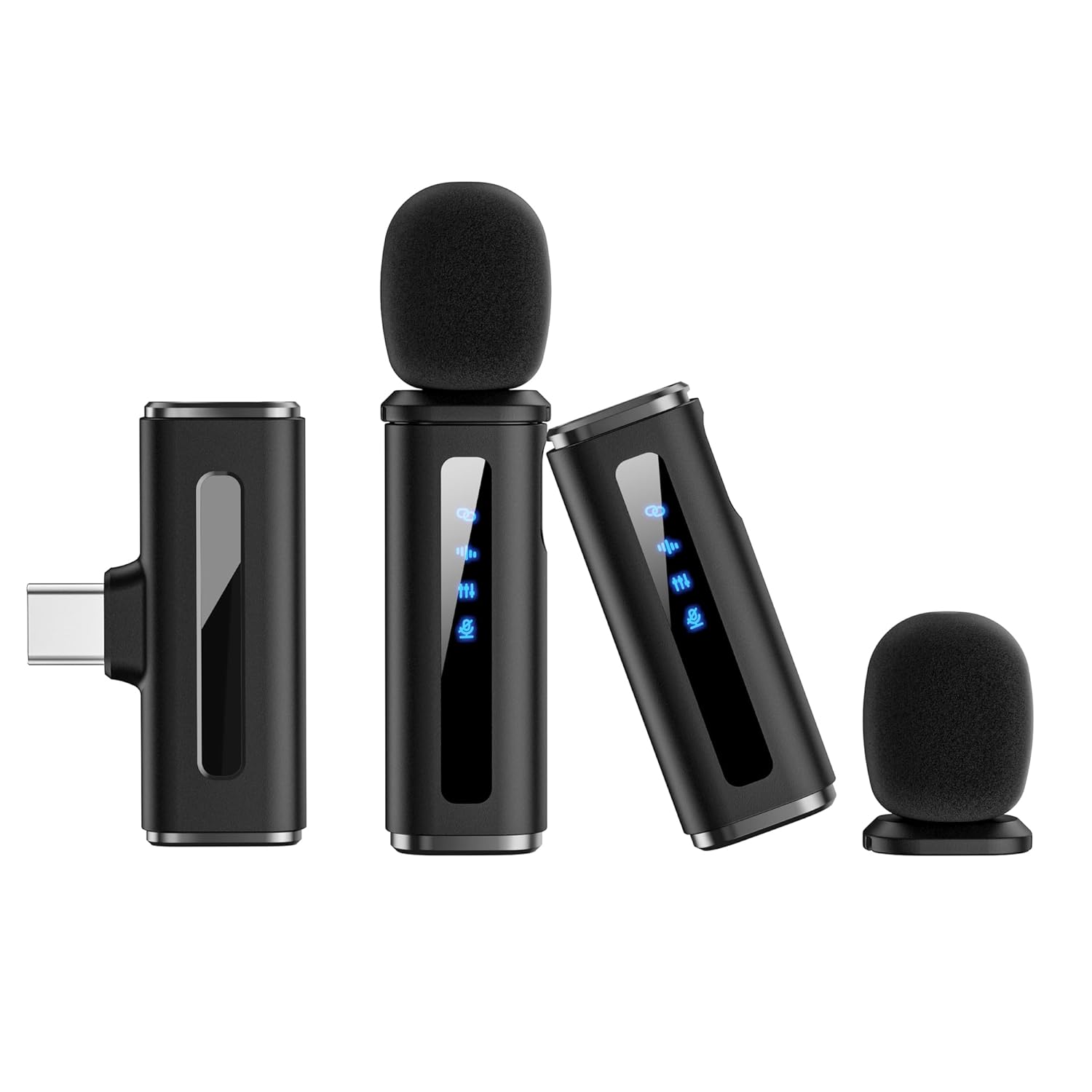 Digitek (DWM 014) Wireless Microphone System with Type-C Connector, 2 Transmitters & 1 Receiver, 40m Range, Noise Cancellation, 7H Battery, 2.4GHz Low Latency Mic, Ideal for vloggers & creators