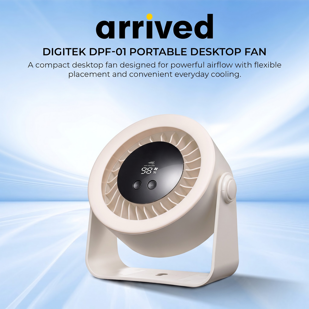 Digitek DPF-01 Portable Rechargeable Desk Fan, 5 Speed Levels, 360° Adjustable Airflow, 2000mAh Battery, Type-C Fast Charging, LED Battery Indicator, Compact USB Fan for Home, Office & Travel