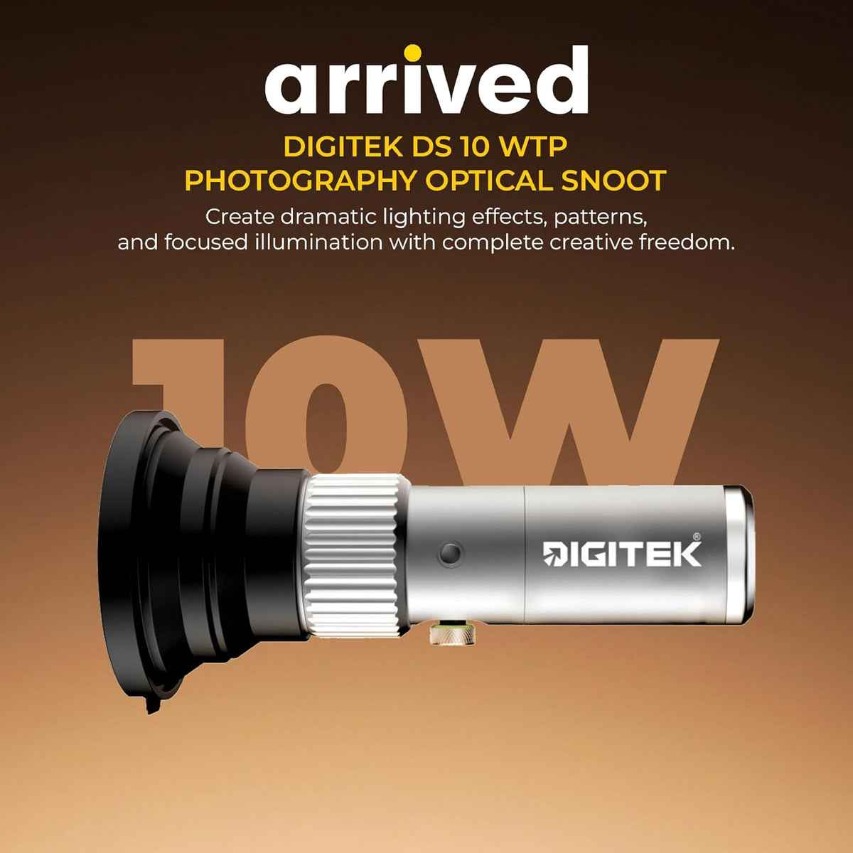 Digitek DS 10 WTP Photography Optical Snoot Light 10W RGB LED Light with 20 Projection Gobos CRI 95+ 1889K-6672K Type C Fast Charging for Portrait Video Studio Photography