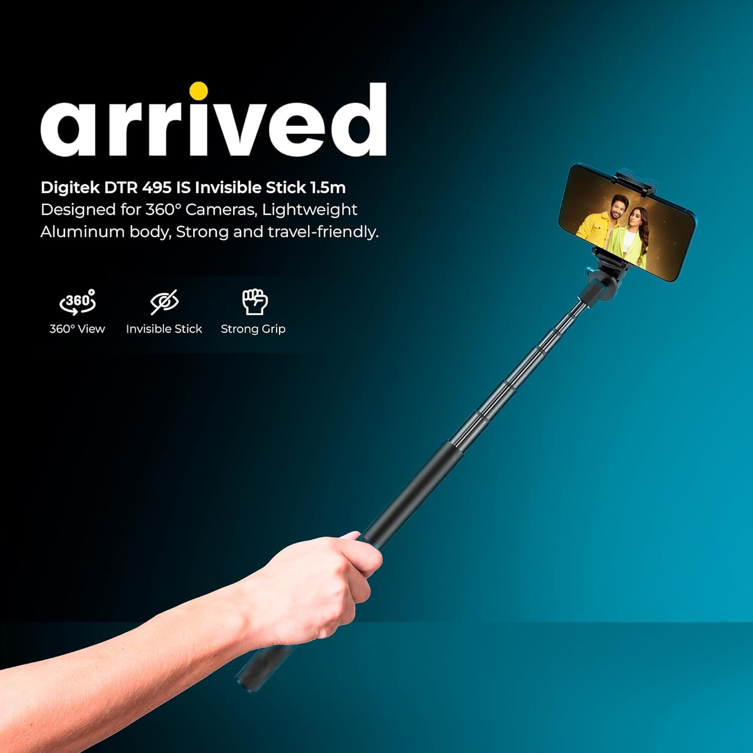 Digitek (DTR 495 IS) Aluminum Alloy 1.5 Meter Invisible Stick for Action Cams