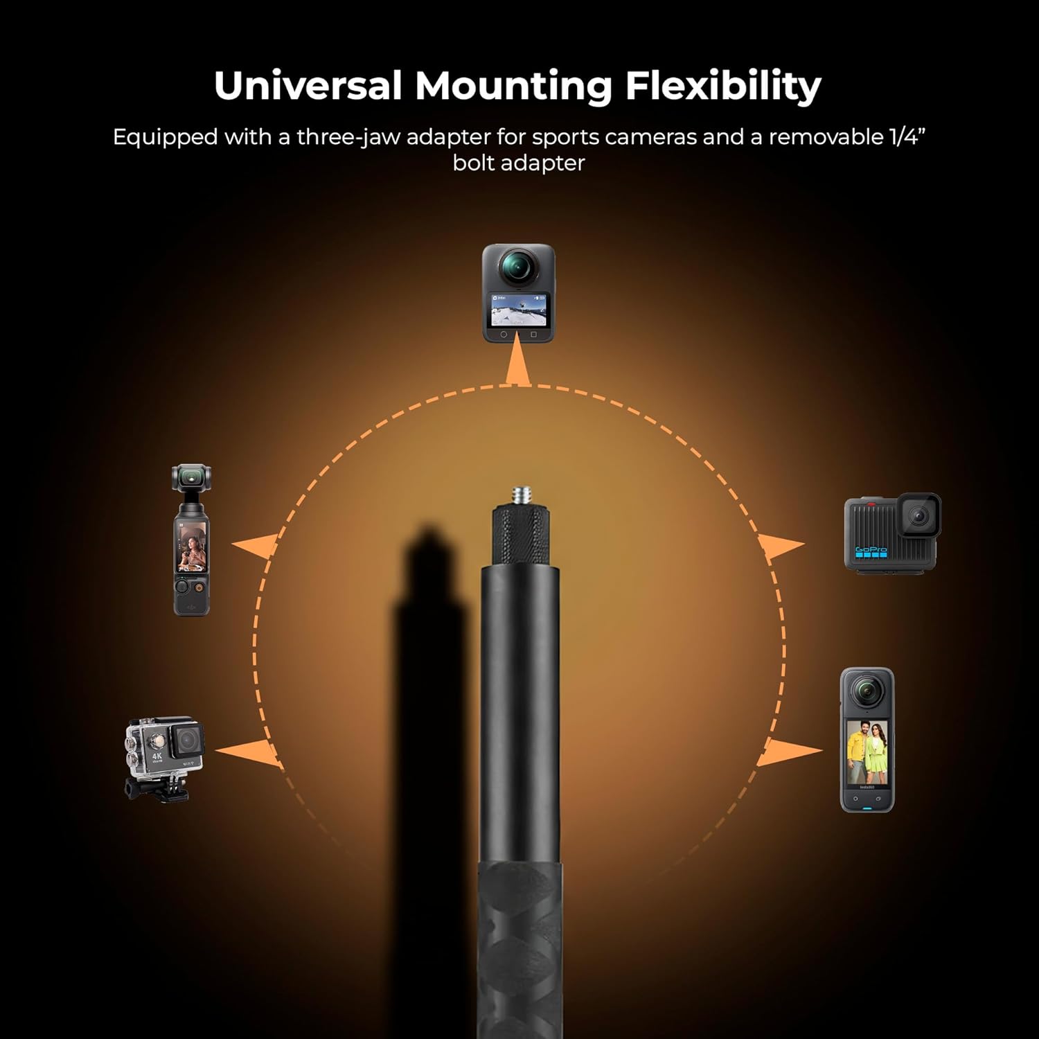 Digitek (DTR 650 IS) Aluminum Alloy 2 Meter Invisible Stick for GoPro Hero 11/10/9/8/7/6/5, Insta360 One X2/X3/X4/RS/Go 2, DJI Action 2/3 Cameras