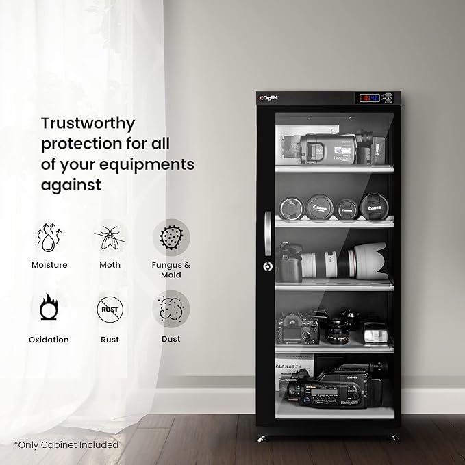 Digitek DS 165S 165 Liters Capacity Digital Display Dry Cabinet with Humidity Controller (Black)