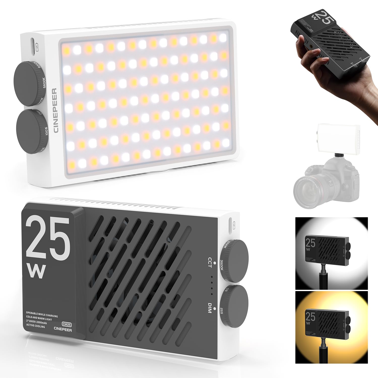 ZHIYUN CINEPEER CM25 25W Pocket Photography LED Light Studio Video Fill Light 2700K-6500K for Live Streaming Photography lamp
