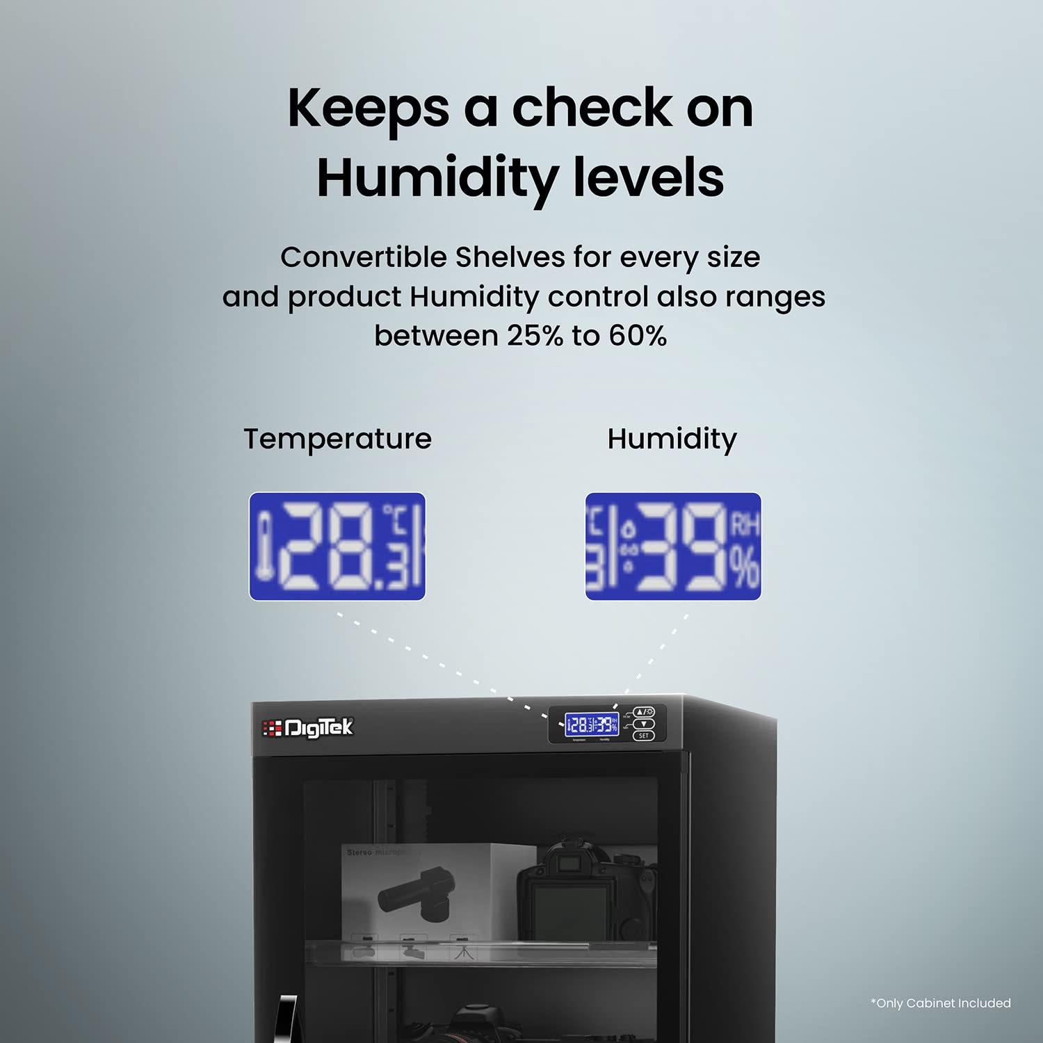 Digitek DS 130S 125 Liters Capacity Digital Display Dry Cabinet with Humidity Controller