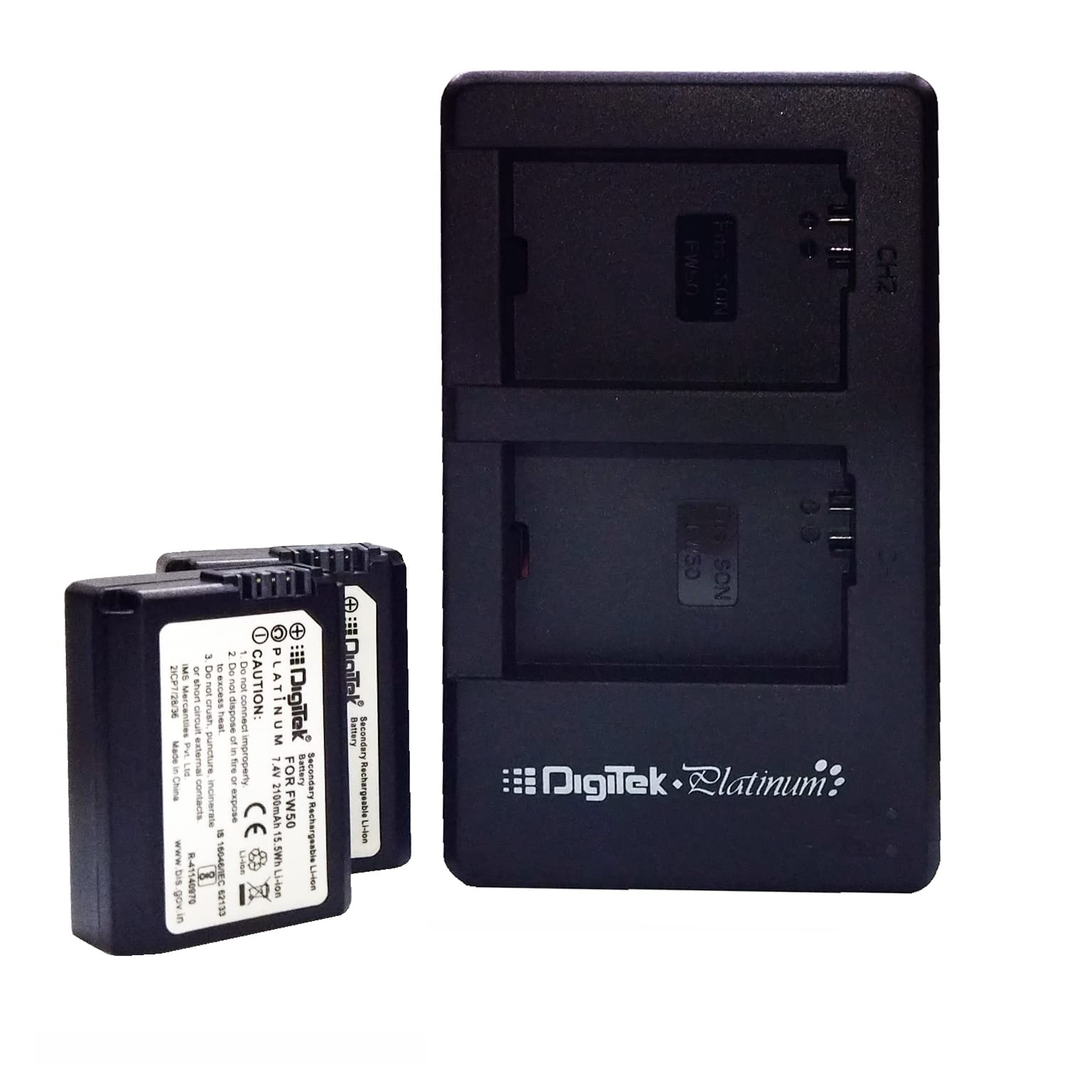 Digitek (FW50 P + DPUC 010)Battery Platinum Dual Port LCD Battery Micro USB Charger with 2 Nos of 2100Mah Capacity Replacement for Fw 50 Li-Ion Lithium_Ion Battery Combo Pack (FW50 P + DPUC 010)