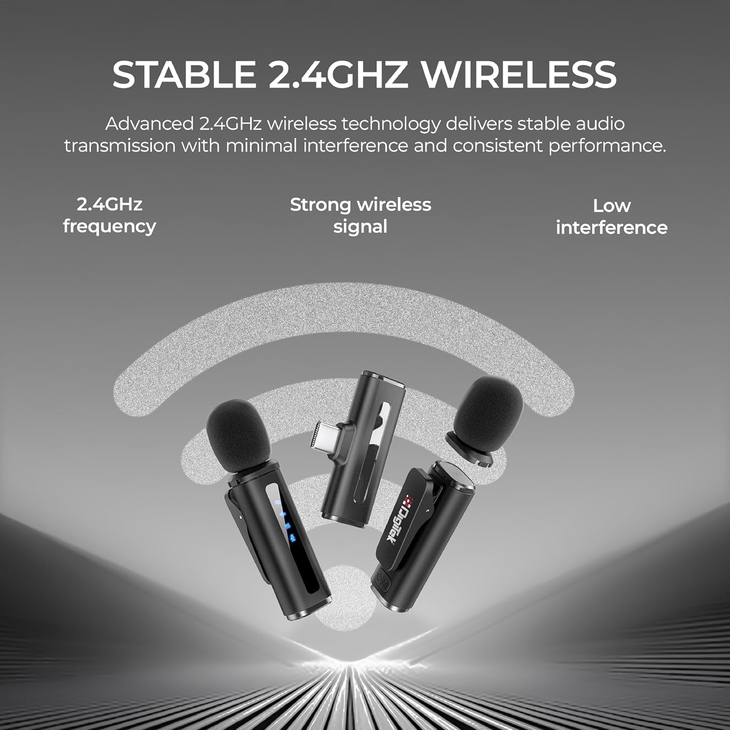 Digitek (DWM 014) Wireless Microphone System with Type-C Connector, 2 Transmitters & 1 Receiver, 40m Range, Noise Cancellation, 7H Battery, 2.4GHz Low Latency Mic, Ideal for vloggers & creators