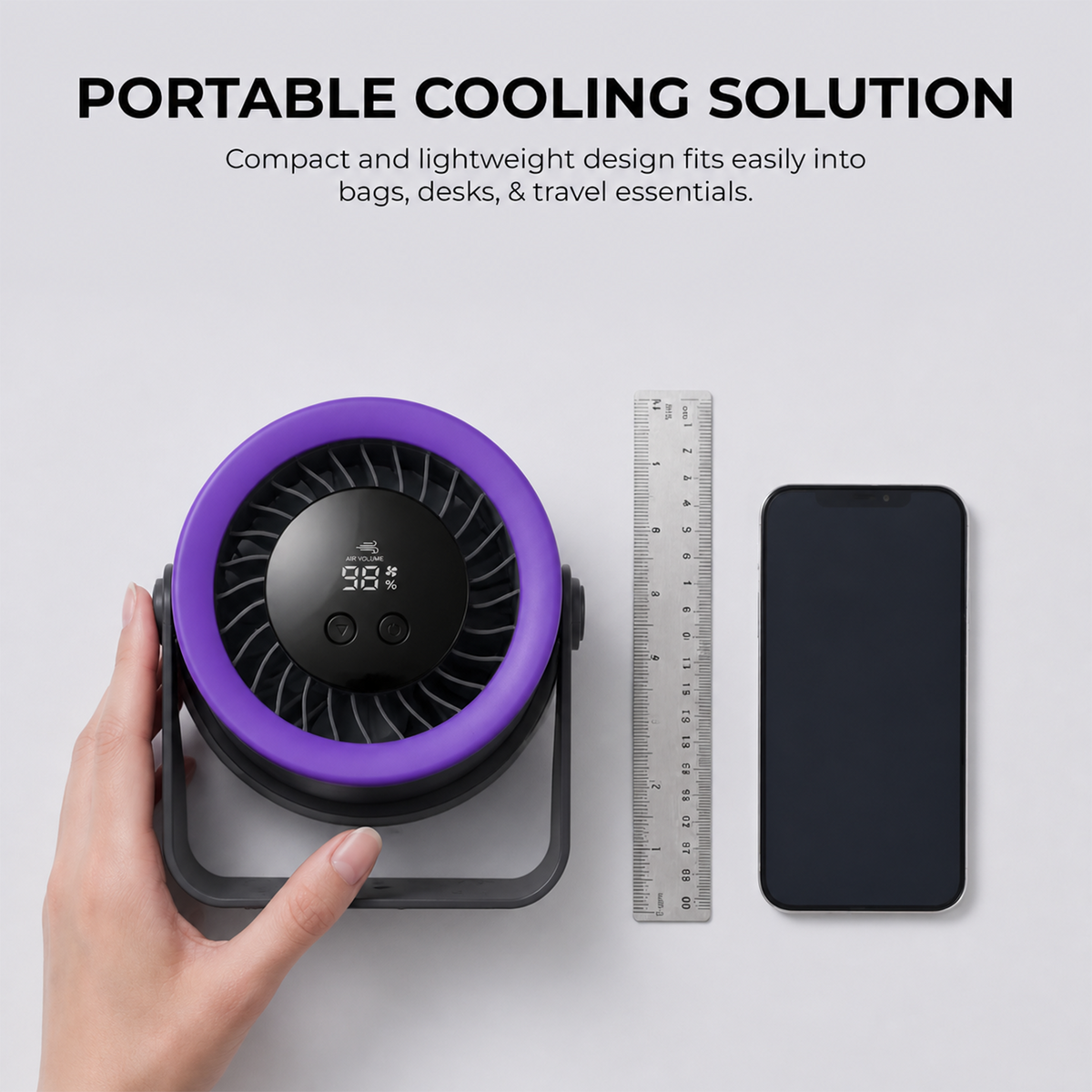 Digitek DPF-01 Portable Rechargeable Desk Fan, 5 Speed Levels, 360° Adjustable Airflow, 2000mAh Battery, Type-C Fast Charging, LED Battery Indicator, Compact USB Fan for Home, Office & Travel
