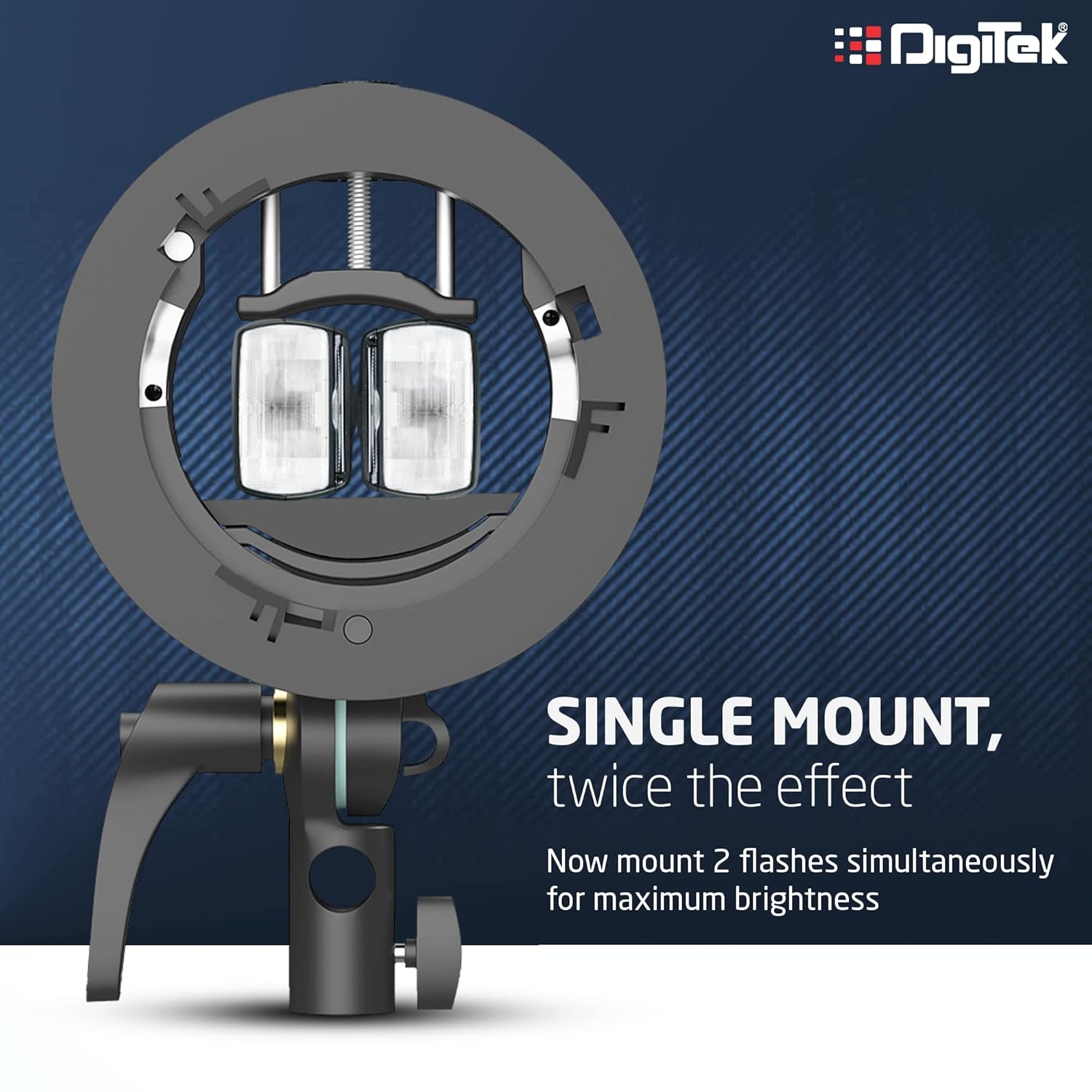 DIGITEK® (DFSB-005) Multipurpose S2 Type Speedlite Bracket for Round and Regular Head & Bowens Mount Accessories Like Softbox, Reflector, Snoot, Photo Umbrella and Barndoor Kit, Proudly Make in India