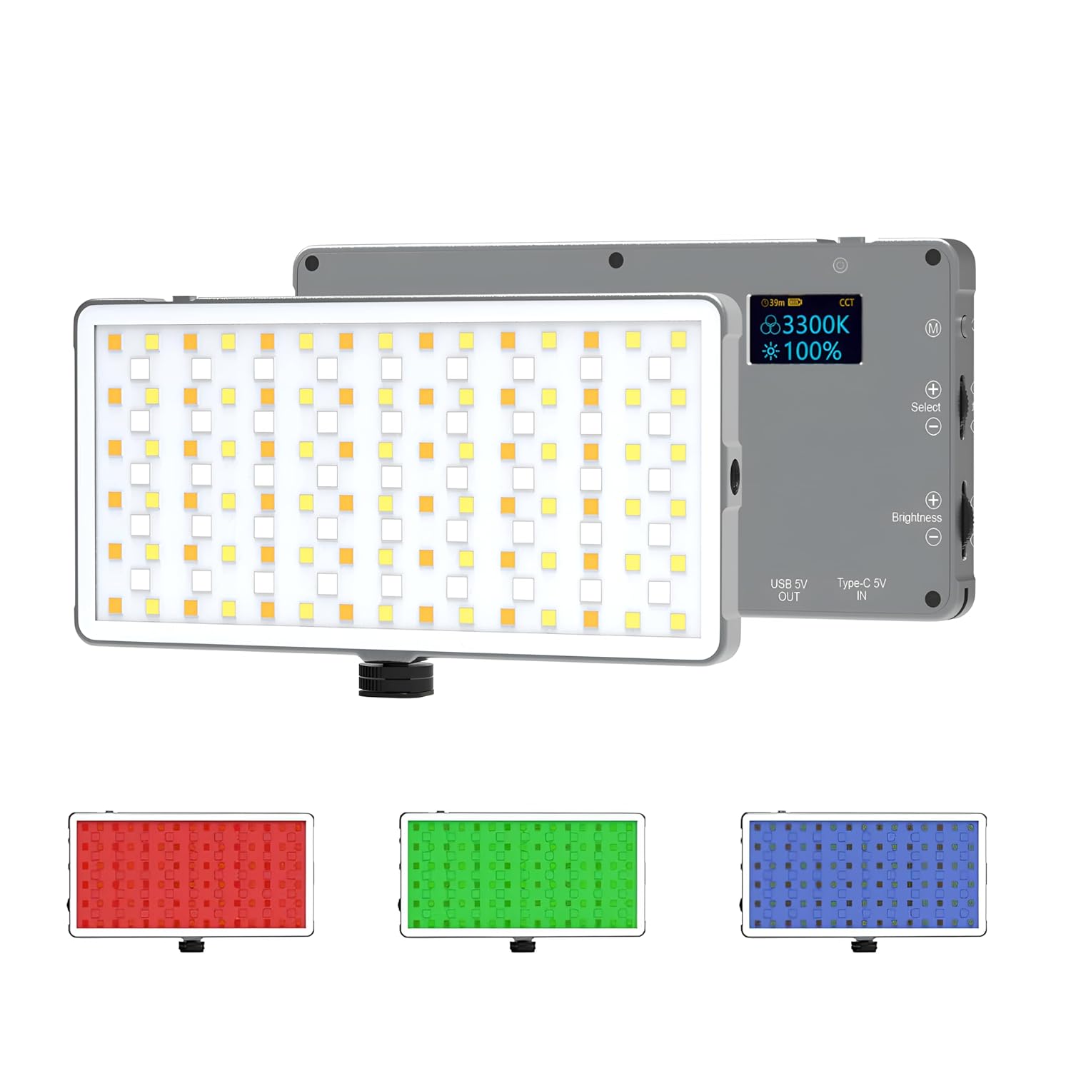 Digitek (LED D135 ML RGB) 12W Metal Body RGB LED Light with OLED Display, Adjustable Brightness & 360ยฐ Color Control, Type-C Charging, 21 Preset Effects, Multi-Scene Lighting for Photo & Video Shoots