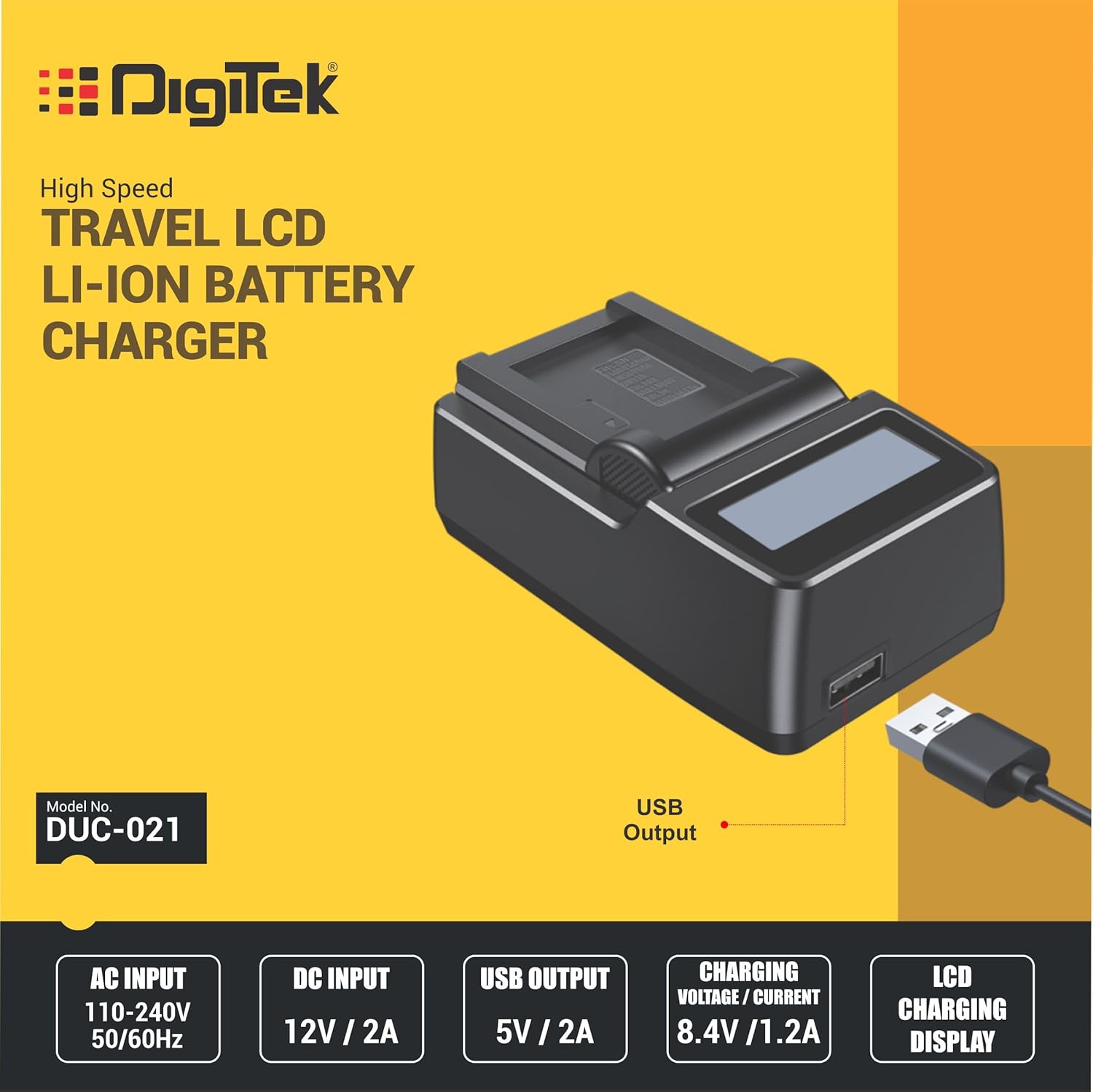 Digitek DUC 021 High Speed LCD Travel Charger for ENEL 25 Battery