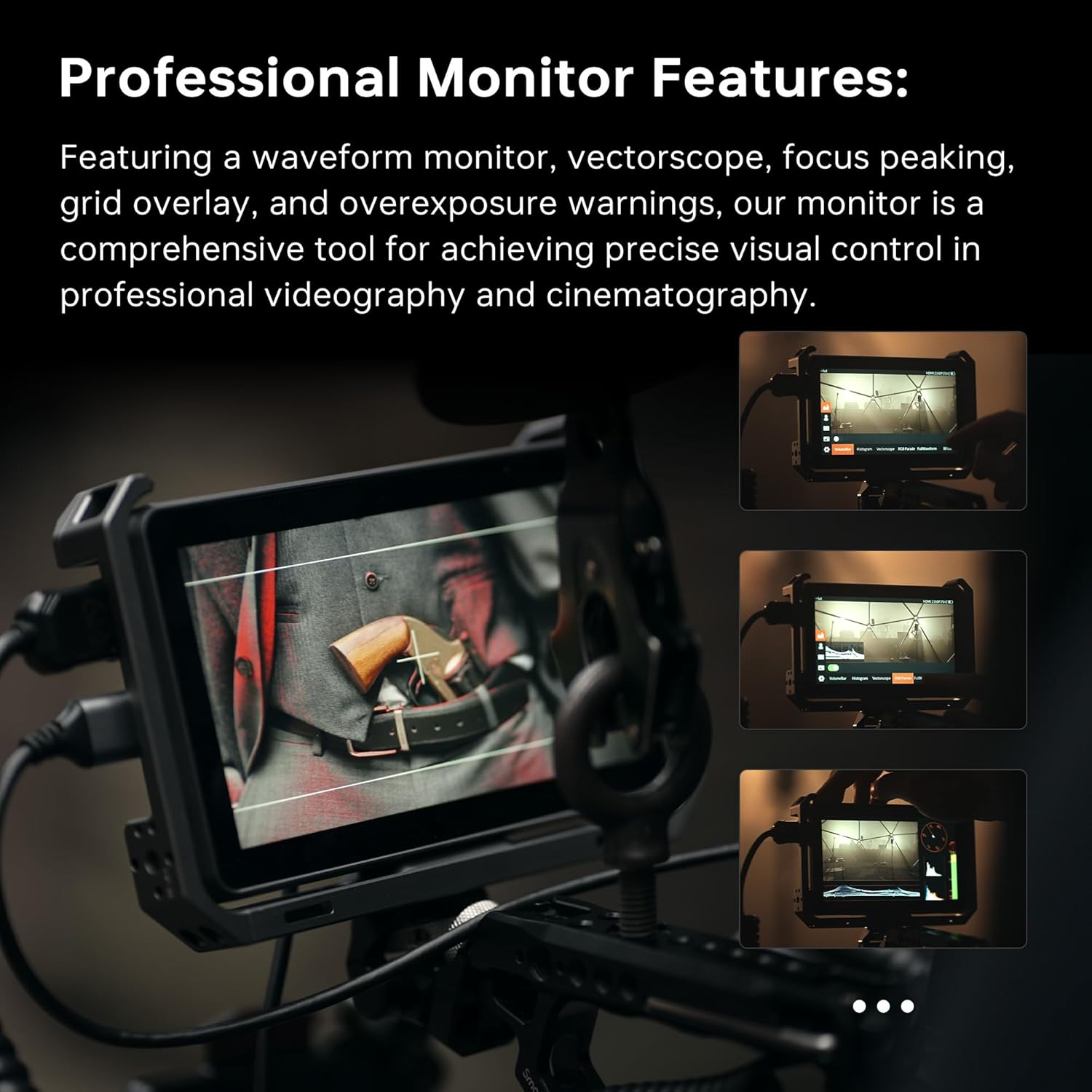 VILTROX DC-X2 6'' Touchscreen Full HD IPS Camera Monitor, 2000 nits 4K HDMI in/Out Video Field Monitor Kit with Sunshade Hood, 3D LUT, Waveform, Histogram & Vectorscope Tools, Black