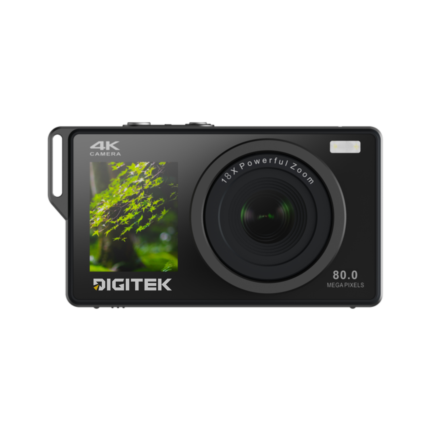 Digitek DAC-203 4K Digital Camera, 80MP Photo Resolution, 4K 30FPS Video, 18X Digital Zoom, Dual LCD Screen, 65°-100° Lens, Auto Focus, Built-in Fill Light, WiFi Connectivity, Type-C Charging