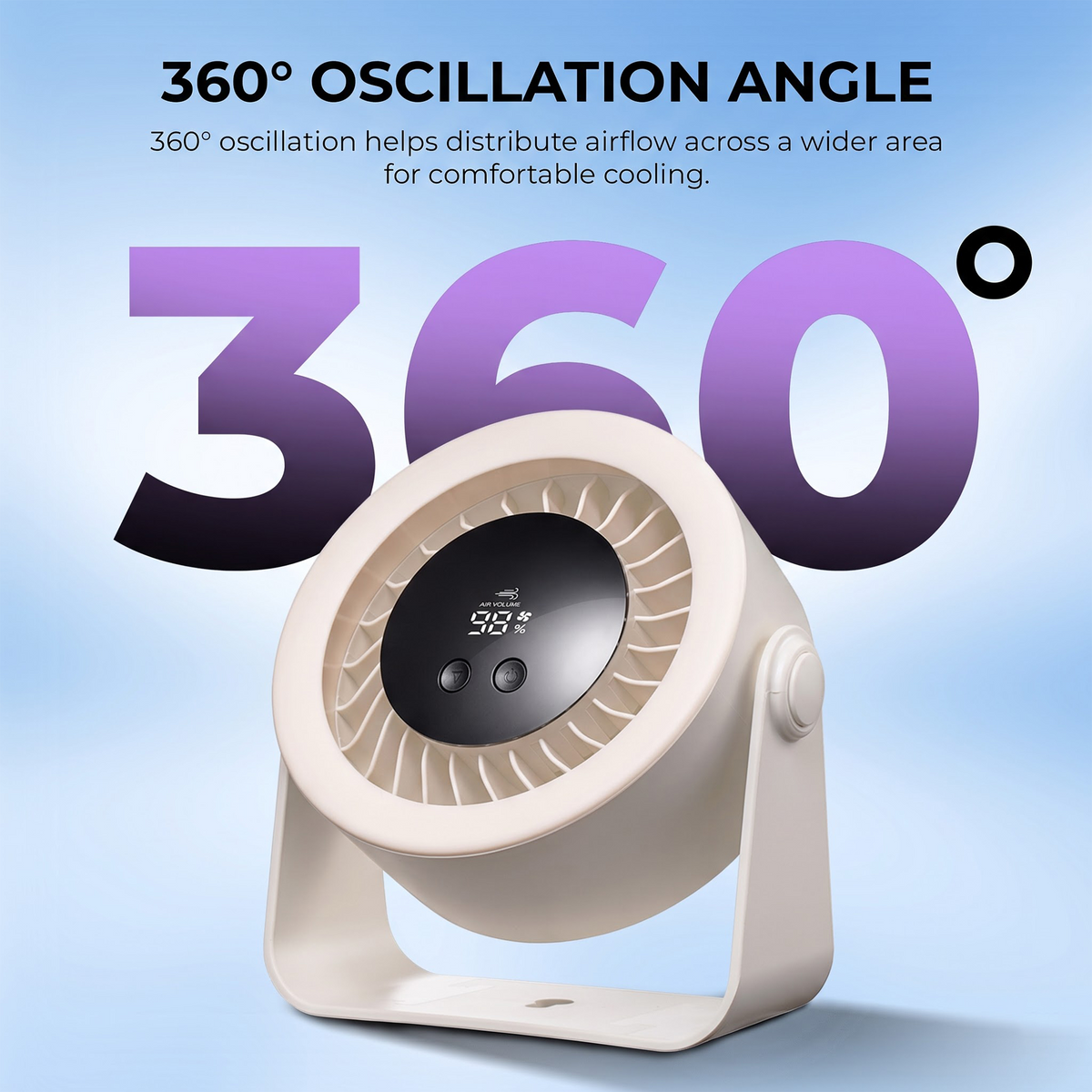 Digitek DPF-01 Portable Rechargeable Desk Fan, 5 Speed Levels, 360° Adjustable Airflow, 2000mAh Battery, Type-C Fast Charging, LED Battery Indicator, Compact USB Fan for Home, Office & Travel