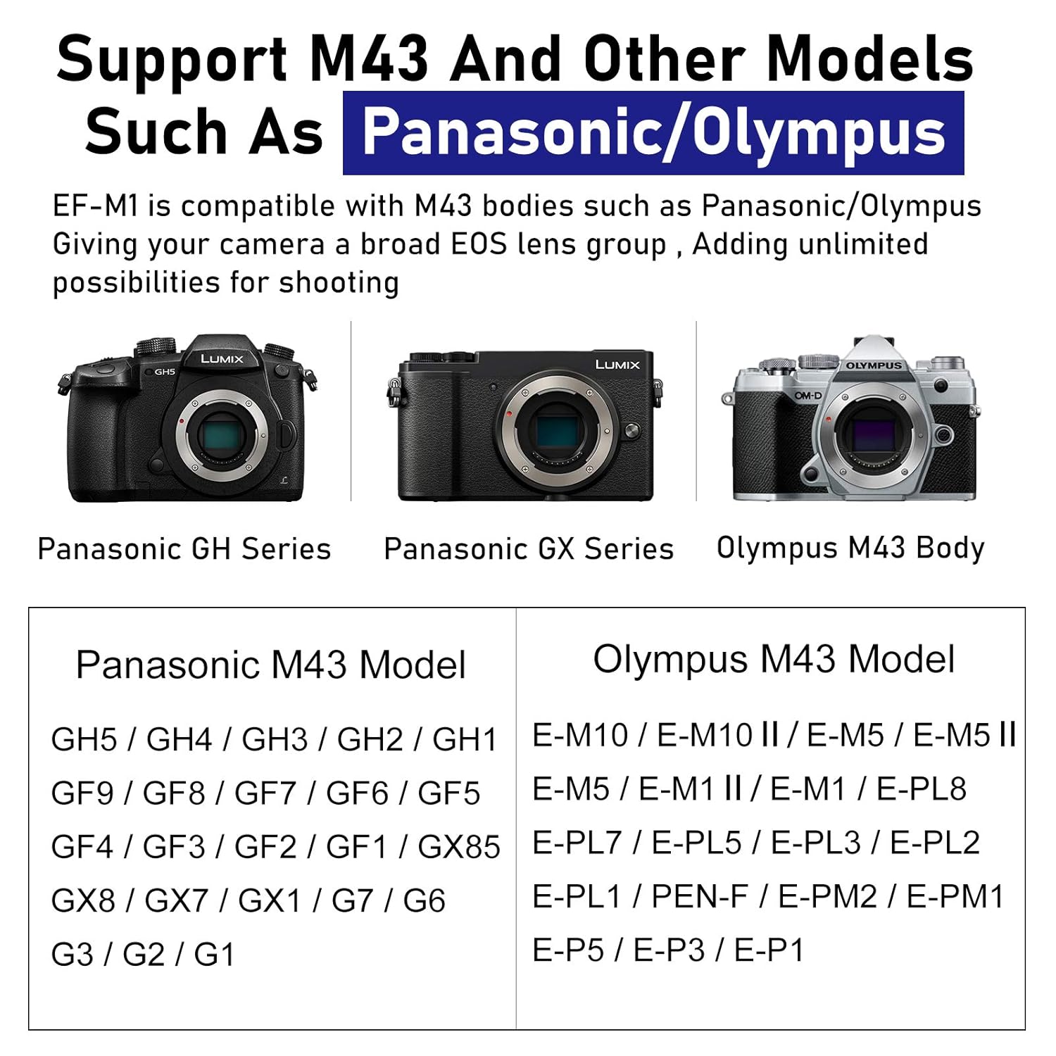 Viltrox EF-M1 Auto Focus Lens Mount Adapter AF,EXIF Adapter for Canon EF/EF-S Lens to M4/3 Olympus/Panasonic Cameras (Black)