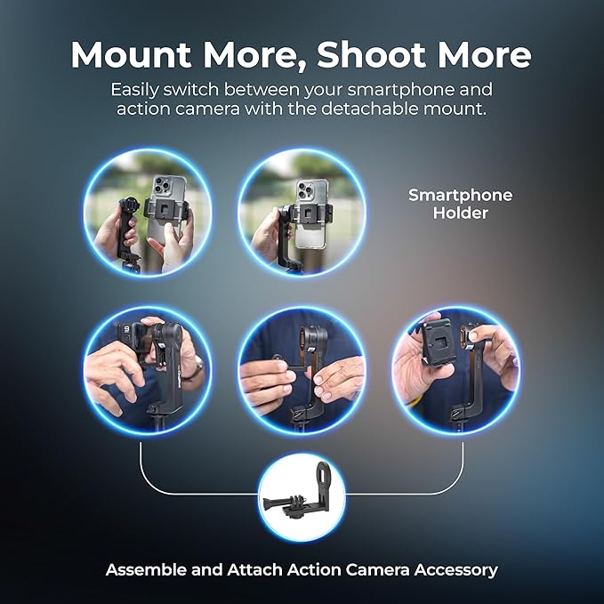 Digitek (DSG 003) Single Axis Foldable Smartphone Gimbal with Built in Extendable Telescopic Rod