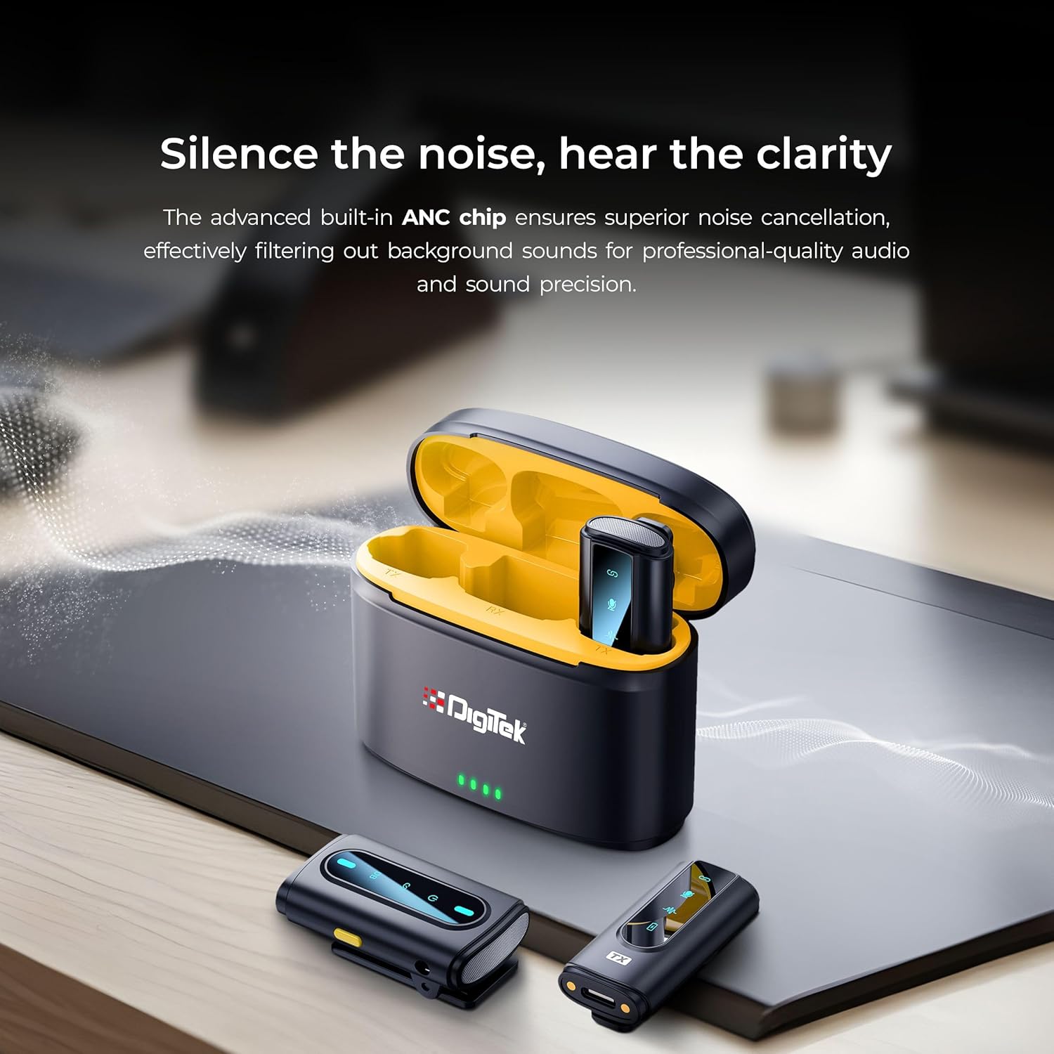 Digitek (DWM 112) 2-in-1 Wireless Microphone System, 50M Range, Noise Reduction, 7Hrs Run Time, 2.4G, Type C to Lightning, for Android / iOS, Seamless Audio Recording, Vlogging, YouTube & More