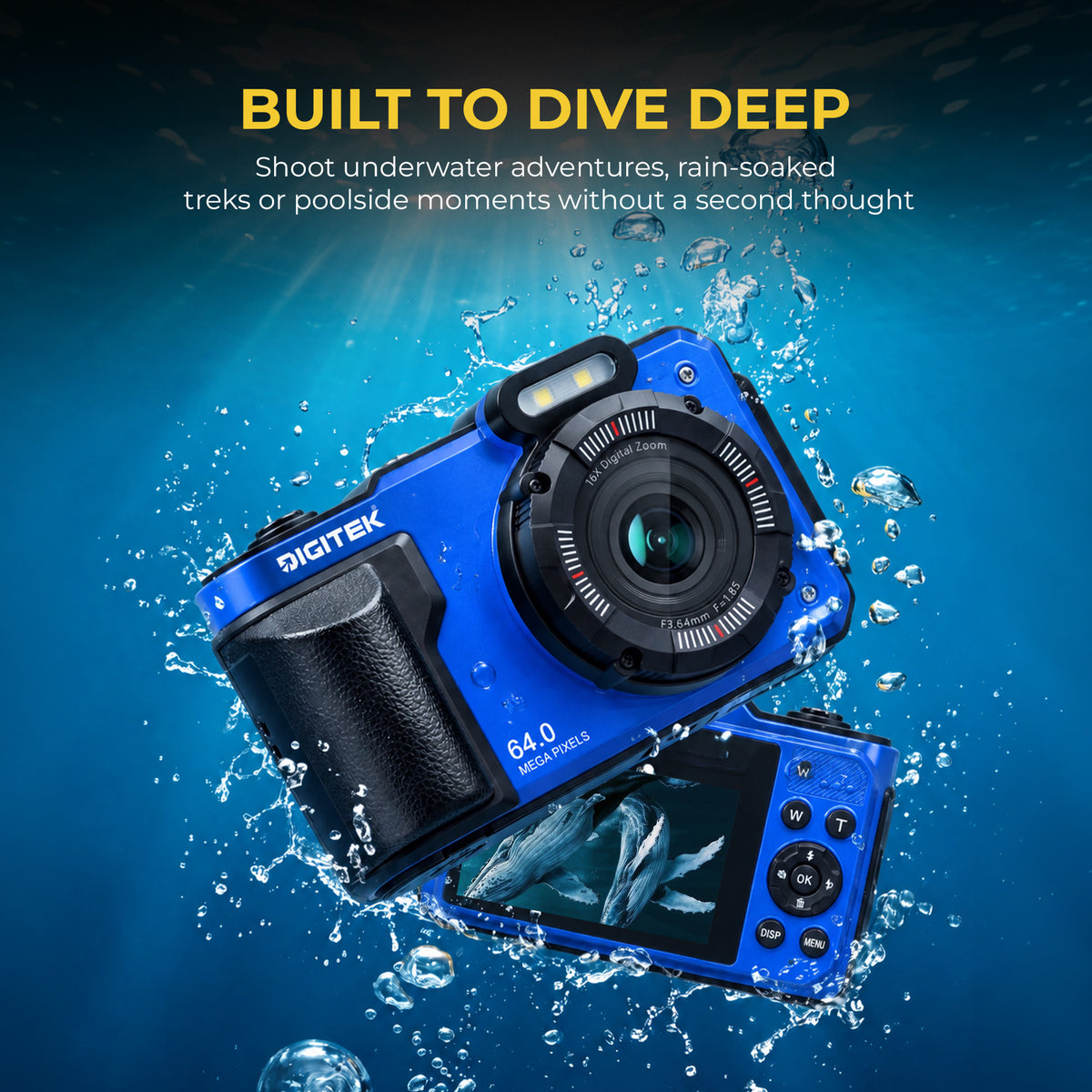 Digitek DAC-204 4K Digital Camera, 64MP Photo Resolution, 4K Ultra HD Video Recording, 2.88 Inch LCD Screen, Auto Focus, 18X Digital Zoom, WiFi Control, Slow Motion, Time-Lapse, Type-C Charging