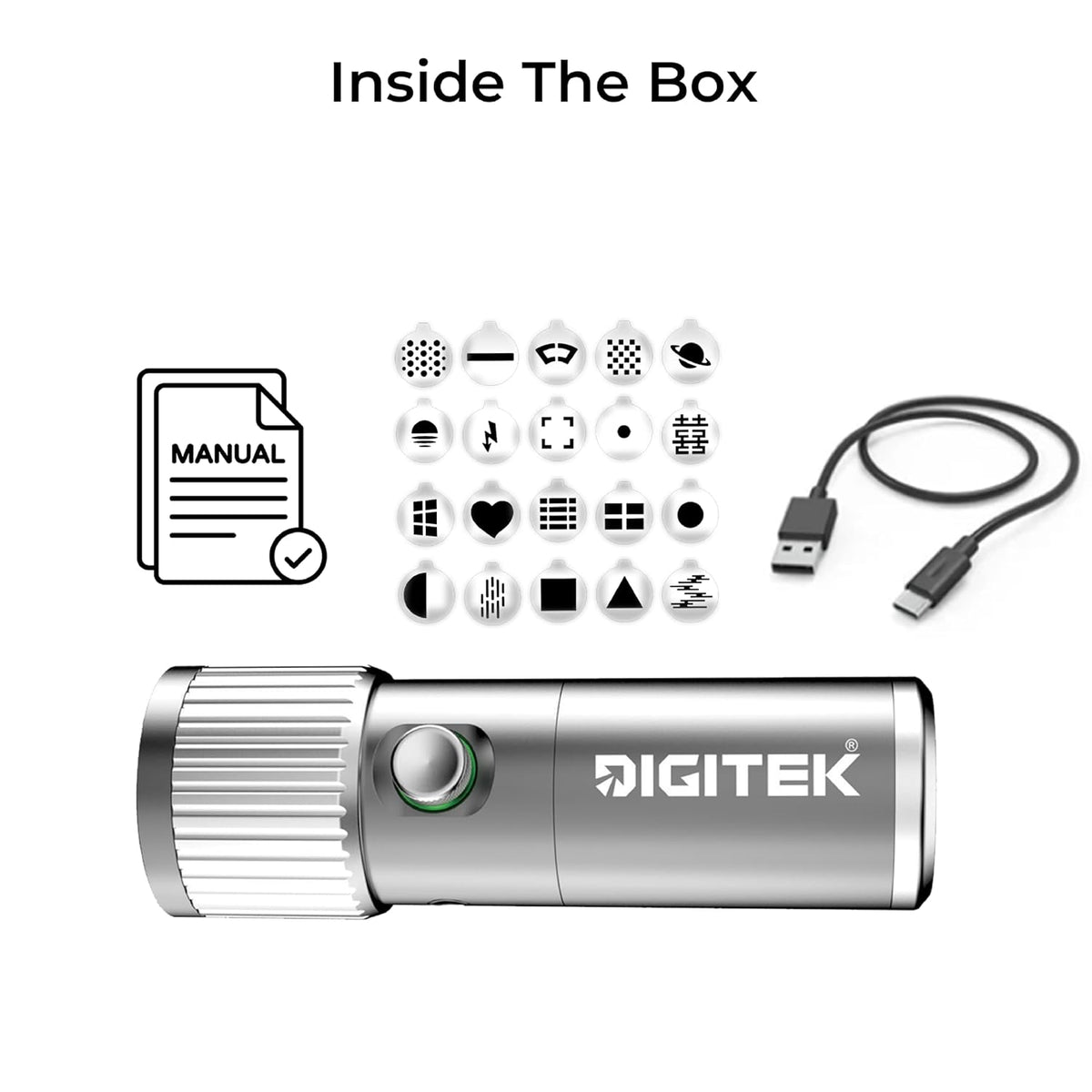 Digitek DS 10 WTP Photography Optical Snoot Light 10W RGB LED Light with 20 Projection Gobos CRI 95+ 1889K-6672K Type C Fast Charging for Portrait Video Studio Photography