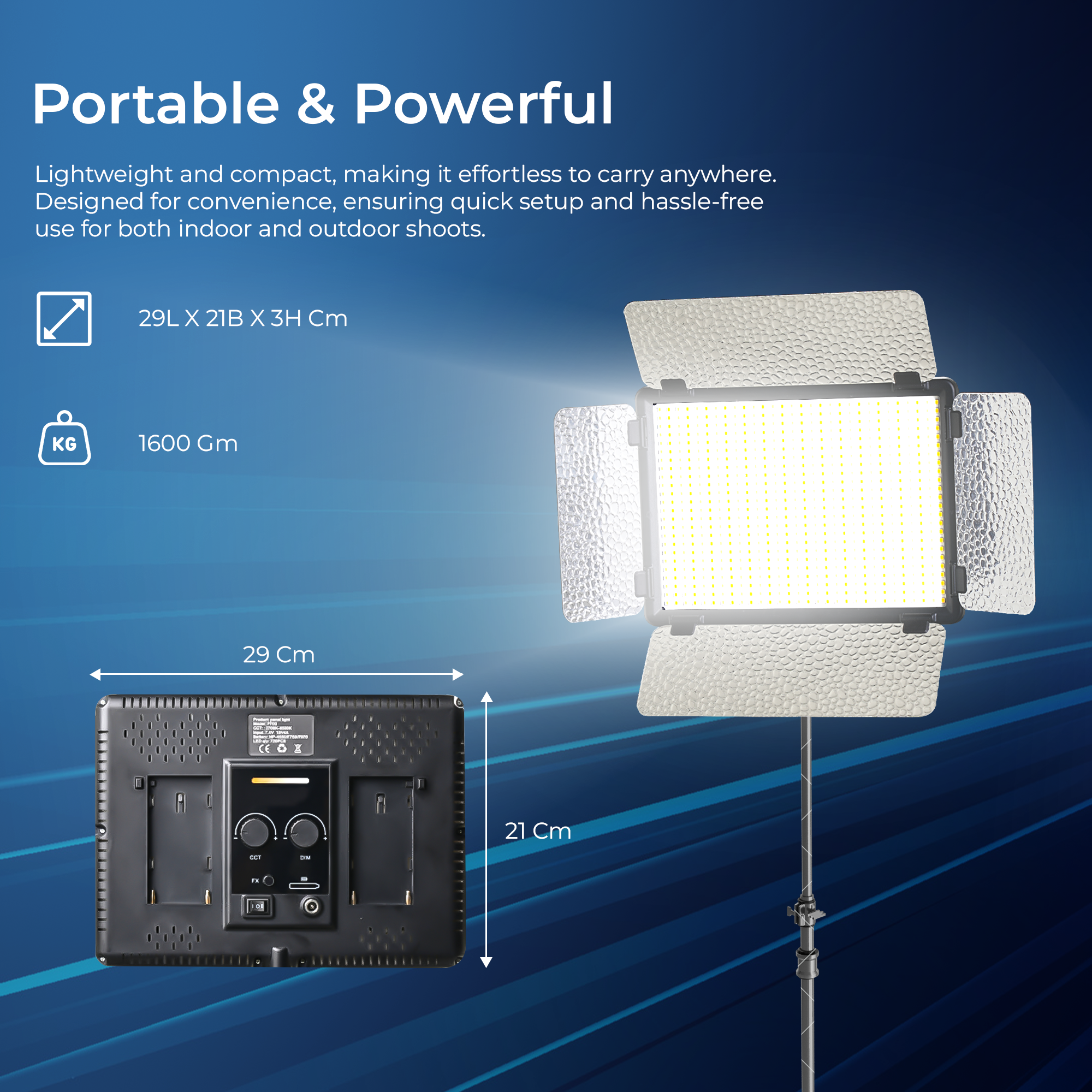 Digitek (LED D1120) Professional Portable Led Video Light Panel, Sleek and Easy to Carry Ideal for Wedding Shoot & Outdoor Shoot & More (Battery Not Included)