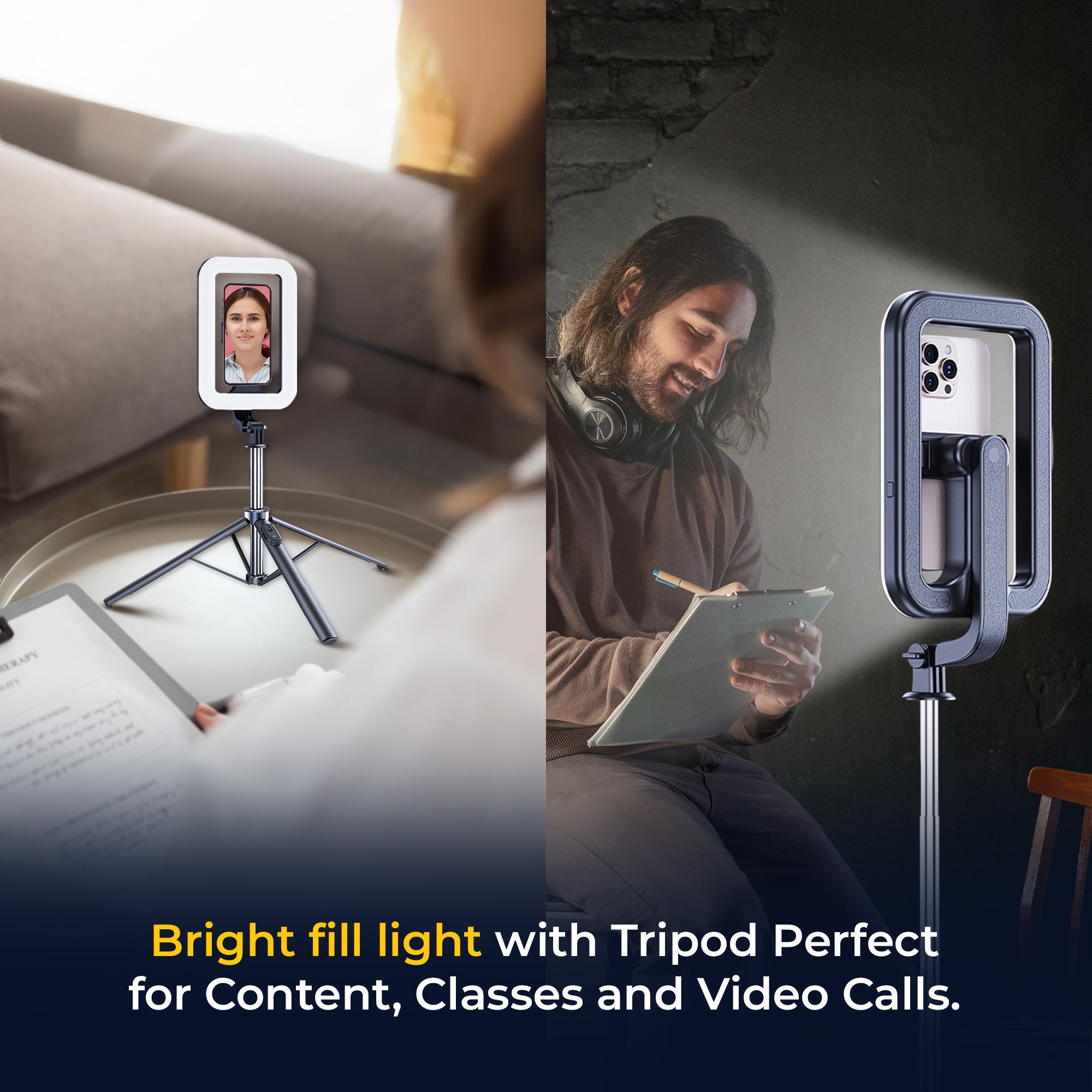 Digitek (DTR 630 SS) Extendable Tripod Selfie Stick with Fill Light, Quadpod Base, Wireless Remote, 5.25ft Max Height, 6-Section Telescopic Rod, 360° Rotation, 1Kg Load, Compatible with Android & iPhone