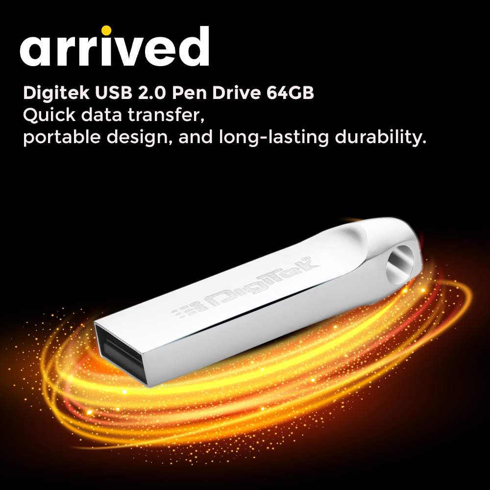 Digitek (Dud 64GB 2.0V) 64GB USB 2.0 U Disk Flash Drive, High Speed Read & Write Pen Drive, Magnetic, X-Ray & Temperature Resistant, Compatible with Windows & Mac OS