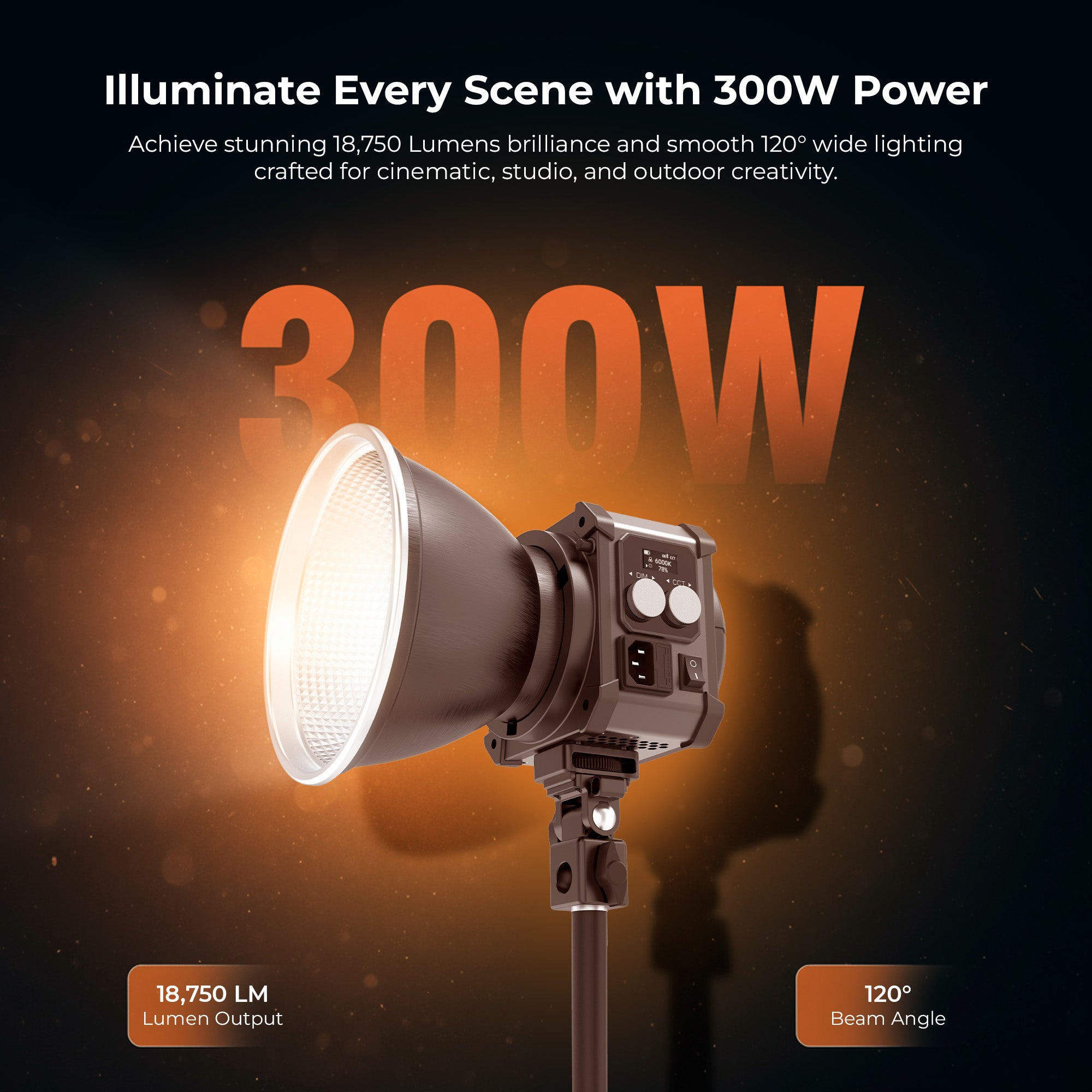 Digitek (DCL 400W Combo) 300W Bi Color Continuous LED Light with Reflector