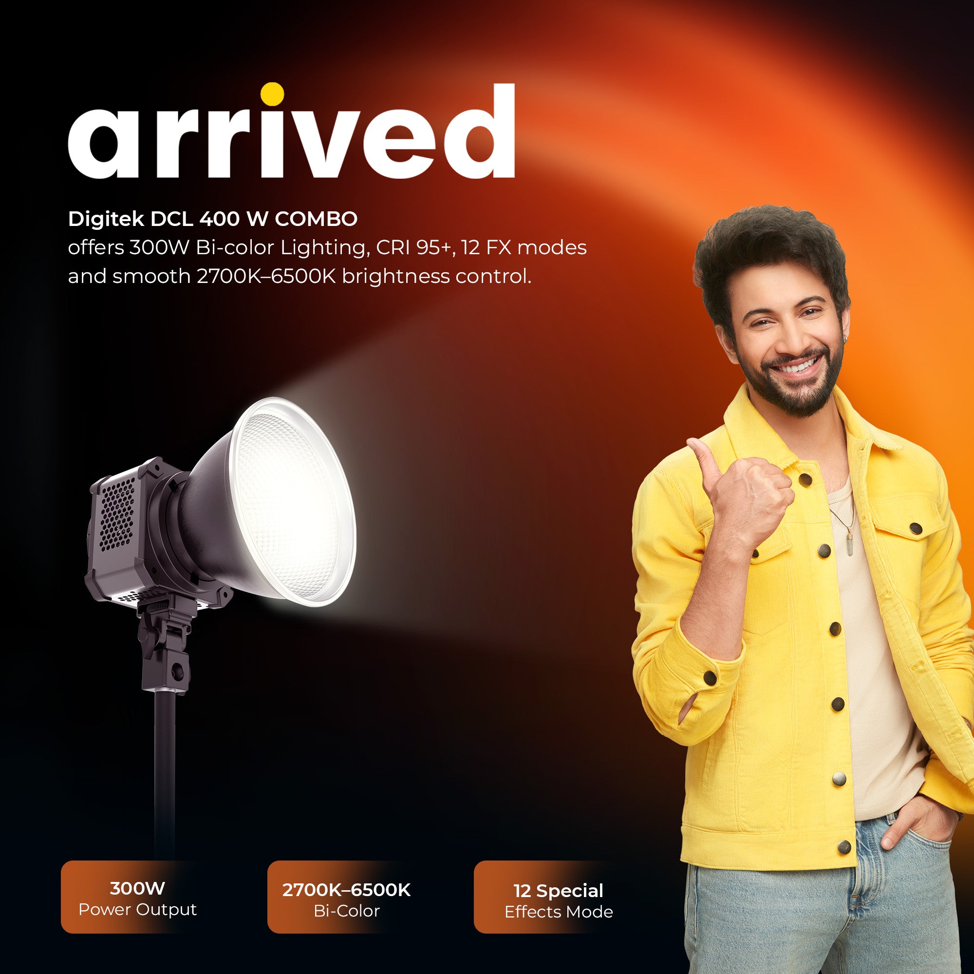 Digitek (DCL 400W Combo) 300W Bi Color Continuous LED Light with Reflector