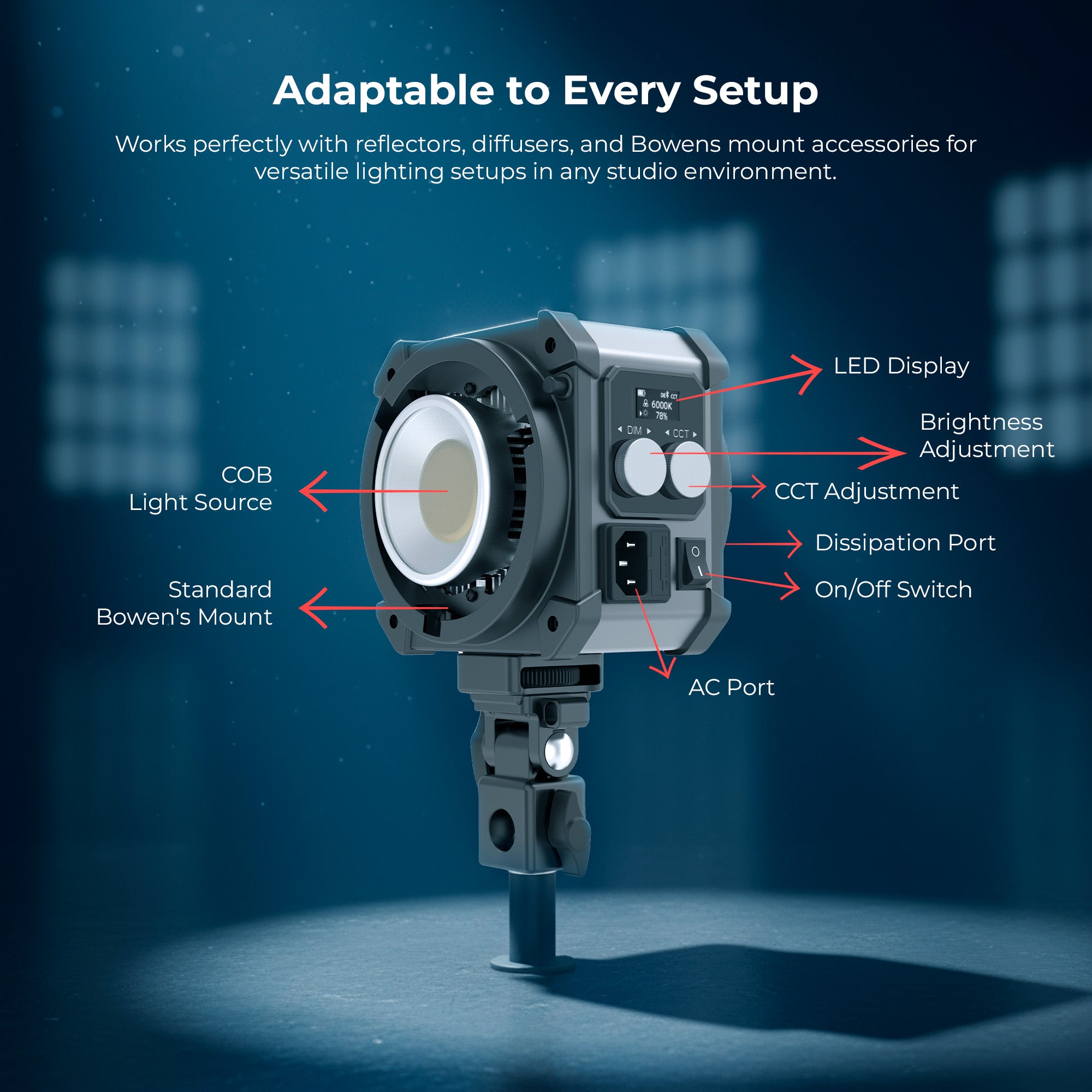 Digitek (DCL 250 WBC DC) 200W Bi-Color Continuous LED Video Light