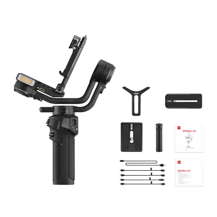 ZHIYUN Weebill 3S 3-Axis Gimbal Stabilizer for DSLR and Mirrorless Camera Compatible with Sony Nikon Canon Panasonic Lumix Extendable Sling Grip Integrated Fill Light Pd Fast Charge-Multicolor