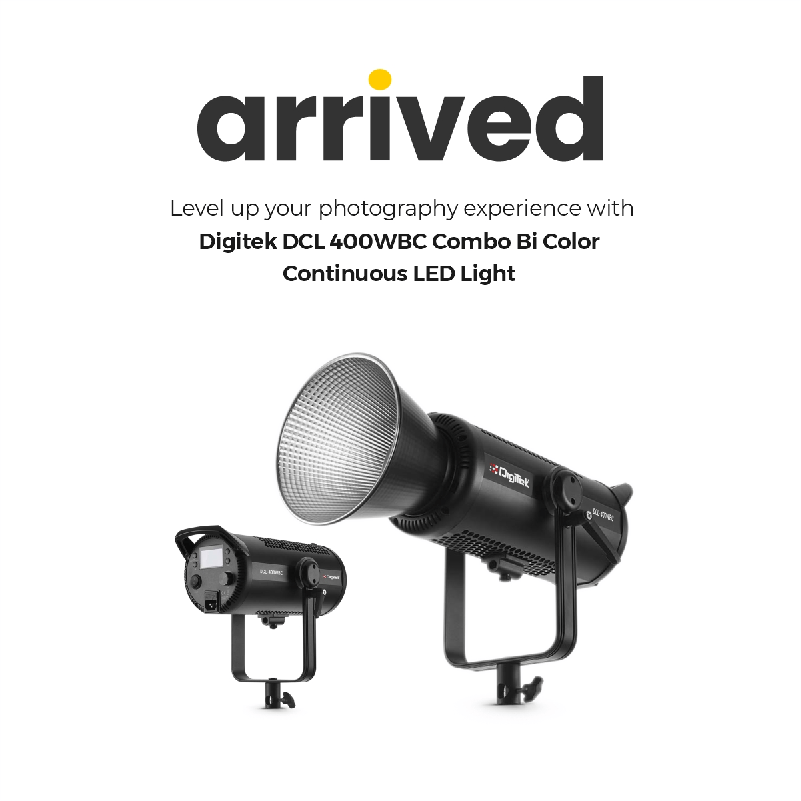 Digitek (DCL-400 WBC Combo) Continuous Light. Built with Solid Aluminium Alloy Frame. The Light has a Bi- Color 2700-6500K + 200 Output and a High CRI Rating