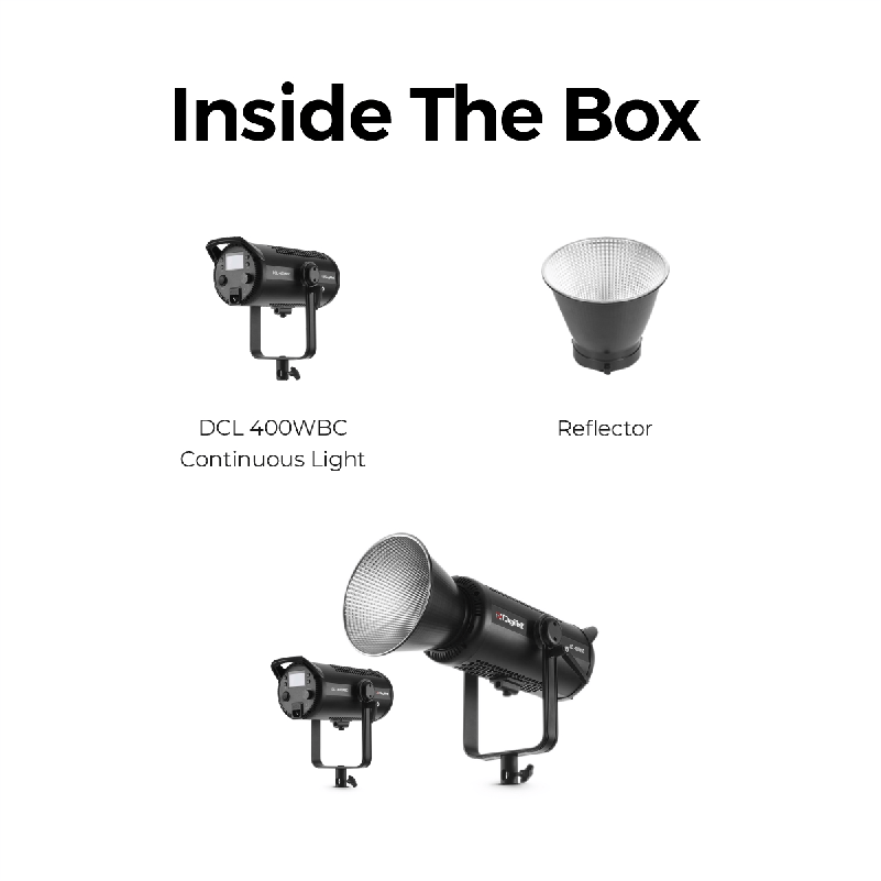 Digitek (DCL-400 WBC Combo) Continuous Light. Built with Solid Aluminium Alloy Frame. The Light has a Bi- Color 2700-6500K + 200 Output and a High CRI Rating - Digitek
