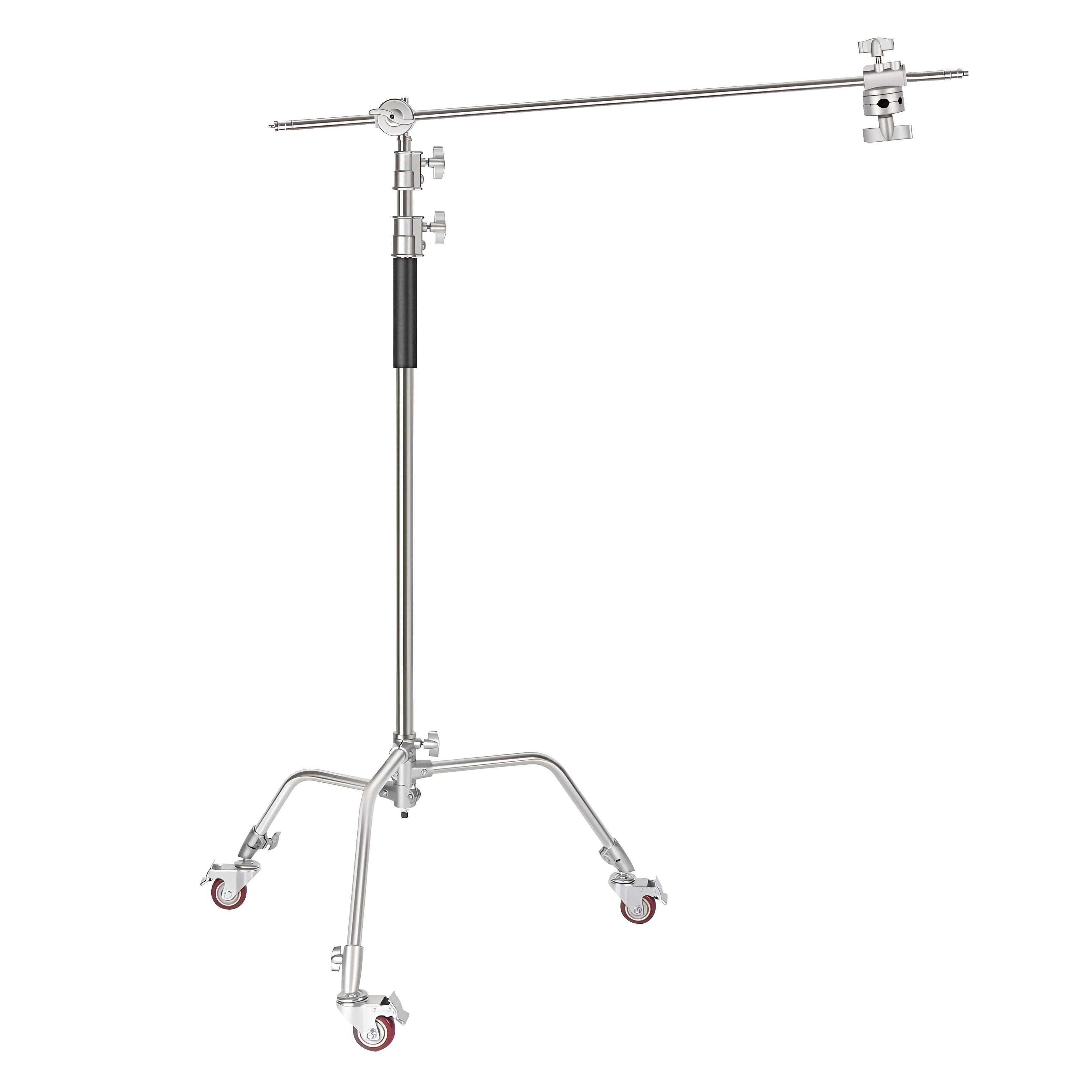 Digitek (DCST 340W) C-Stand with Wheels, Heavy-Duty 10.8 ft Film & Video Light Stand with Boom Arm & Grip Head, Professional Photography & Videography Support