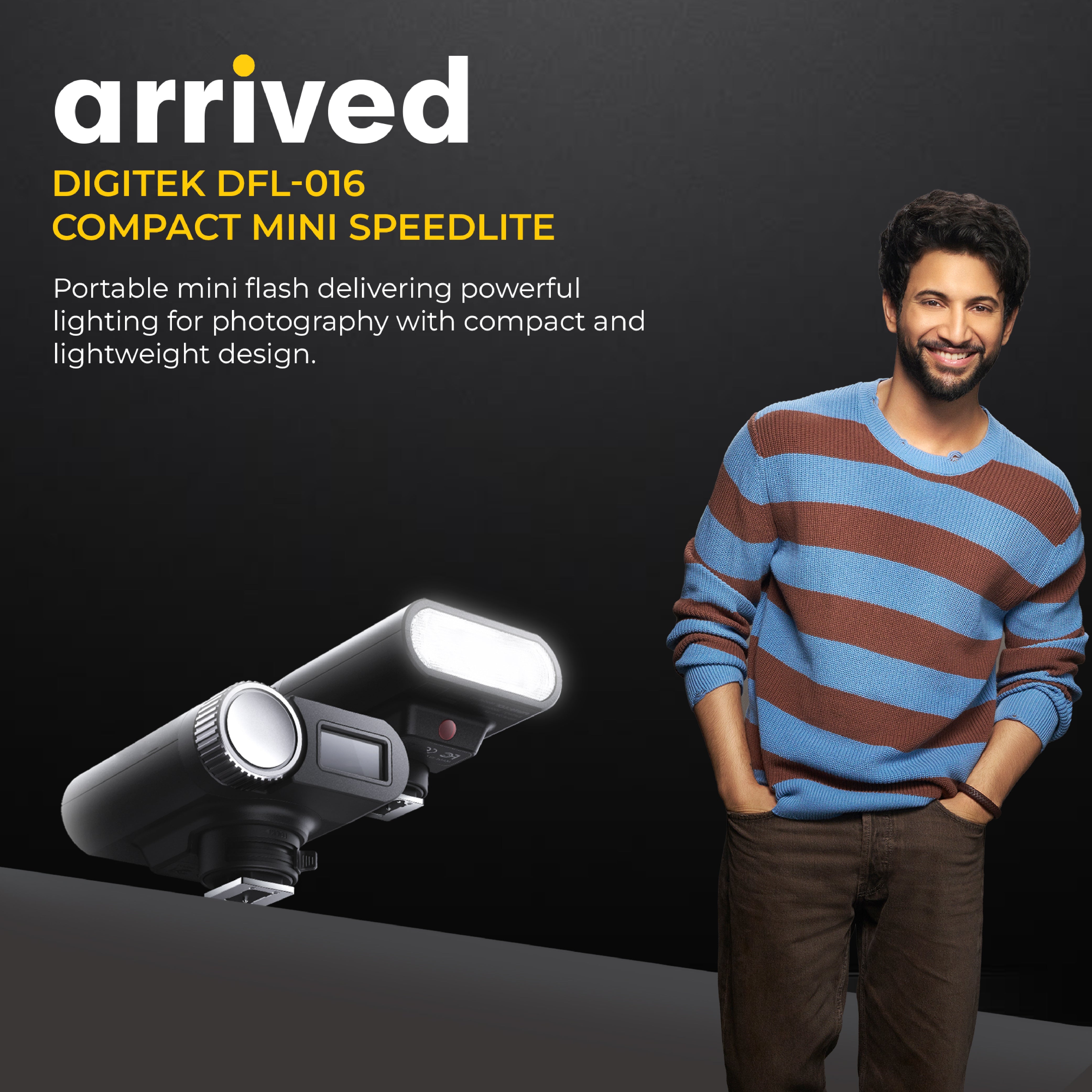 Digitek (DFL 016) Mini Speedlite with Diffuser Universal Interface Compatible with Cameras, 7 Magnetic Color Filters