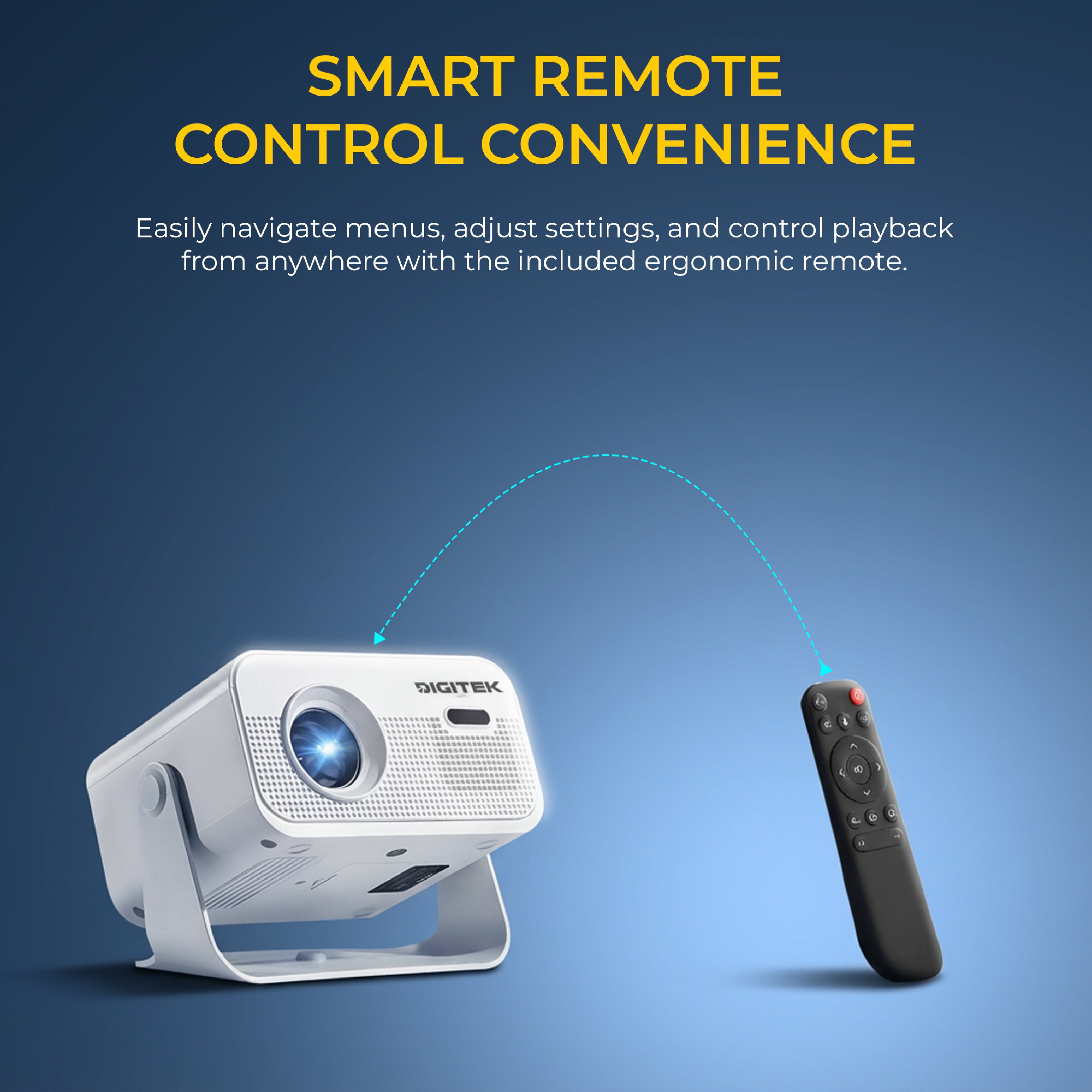Digitek (DP 150) 45W Portable LED High Difinition Projector, 4K Supported, Android 11, 8GB Storage, 5G Wi-Fi, Bluetooth 5.0, Home Theater & Outdoor Movie Projector