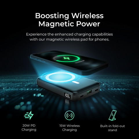 Digitek(DPB-10000 PD MS) Superfast Wireless Magsafe Power Bank with 20 Watt PD charging & 15W Wireless Charging Black Colour