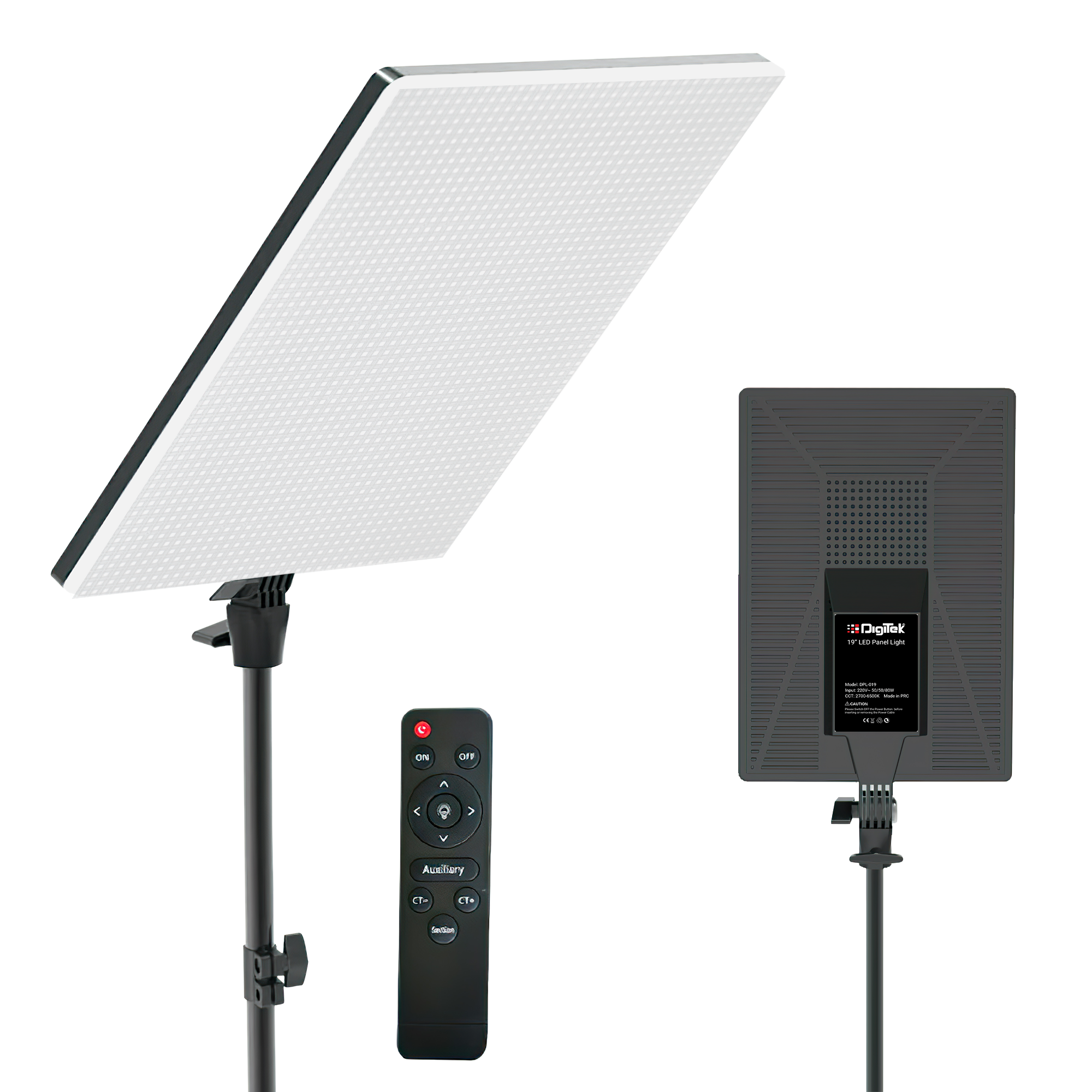 Digitek (DPL 19) Ultra Slim Bi-Color 80W LED Panel Light, 2700K-6500K, 480 LEDs, 180° Rotation, Dimmable, Remote Control, ABS Body for Studio & Content Creation