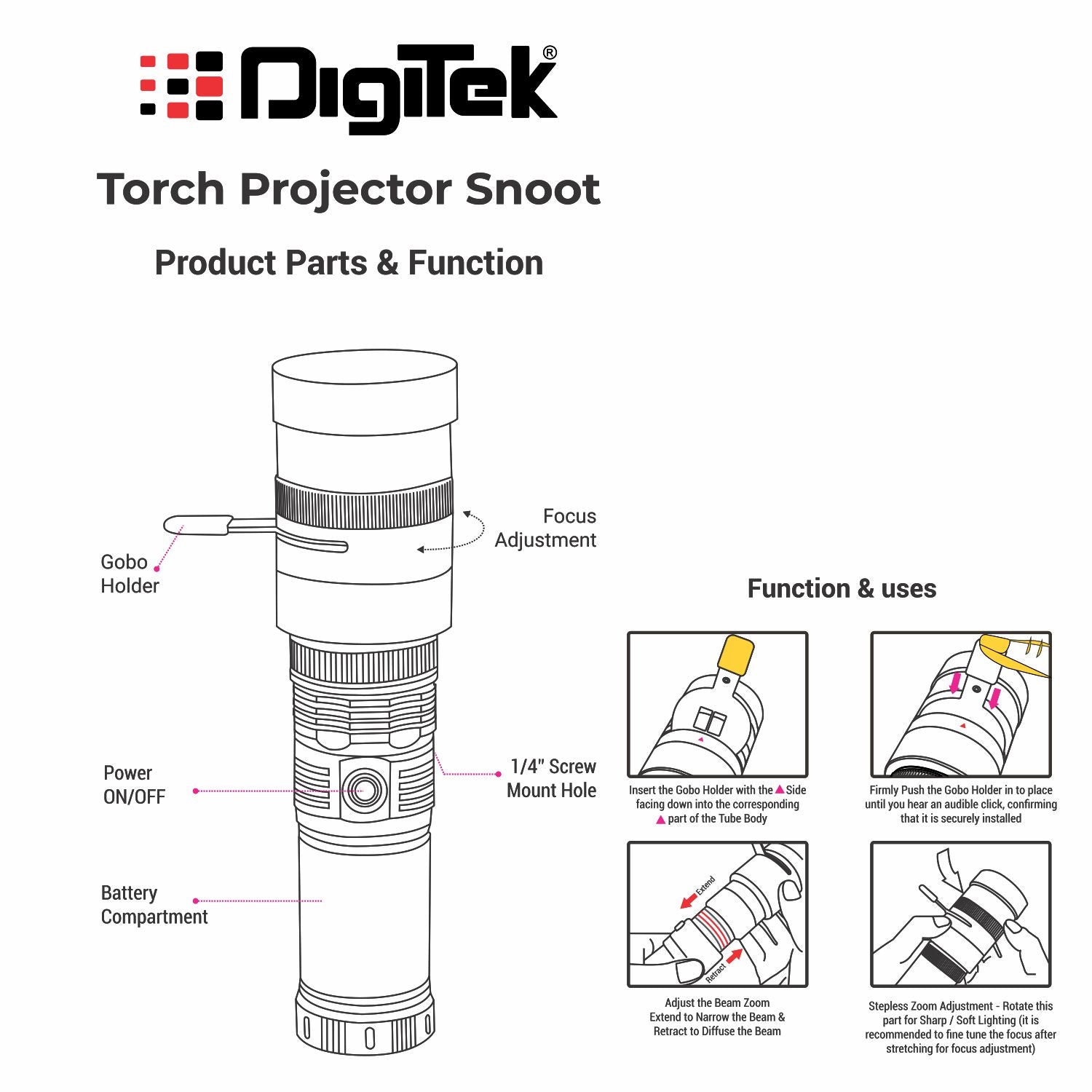 Digitek Torch Projector Snoot DS40 WTP