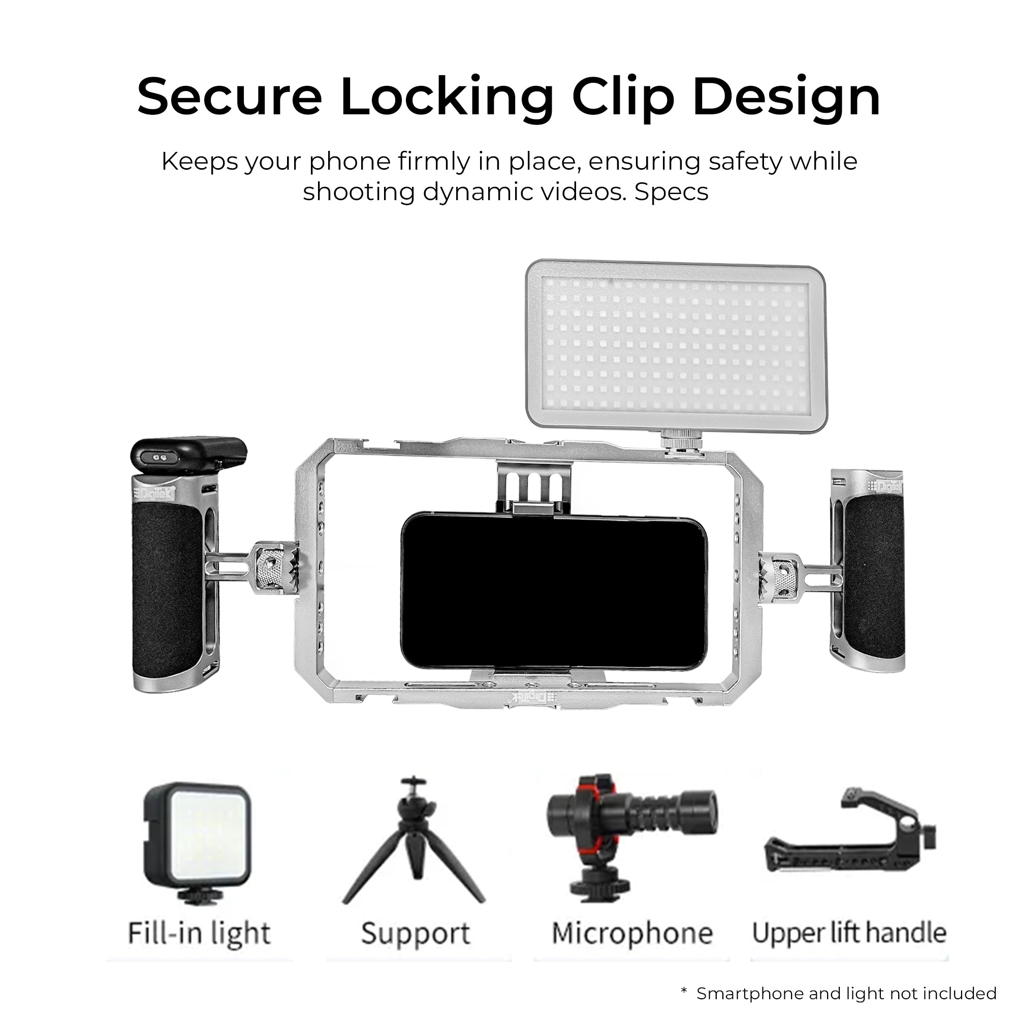 Digitek DSC 001 Aluminium Alloy Universal Type Smartphone Phone Rabbit Cage Video Stabilizer Grip Tripod Mount for Video Maker Videographer