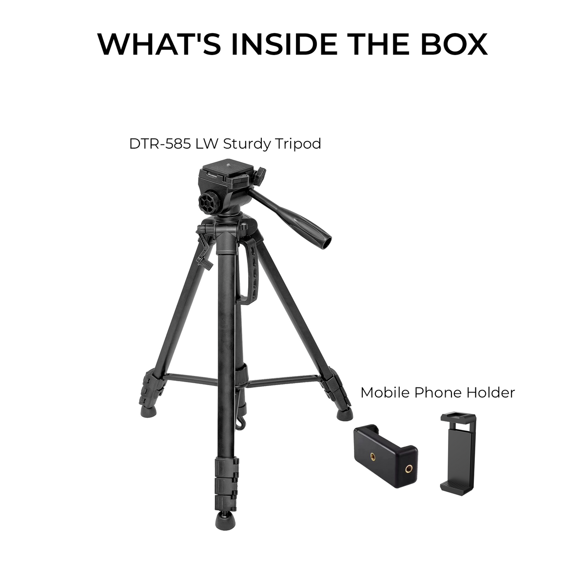 Digitek DTR-585 LW Heavy Duty Tripod Stand for DSLR Camera & Mobile, 1800mm Height, 6kg Load Capacity, 3-Way Pan Head, 360° Rotation, 4-Section Aluminium Tripod with Mobile Holder & Carry Bag