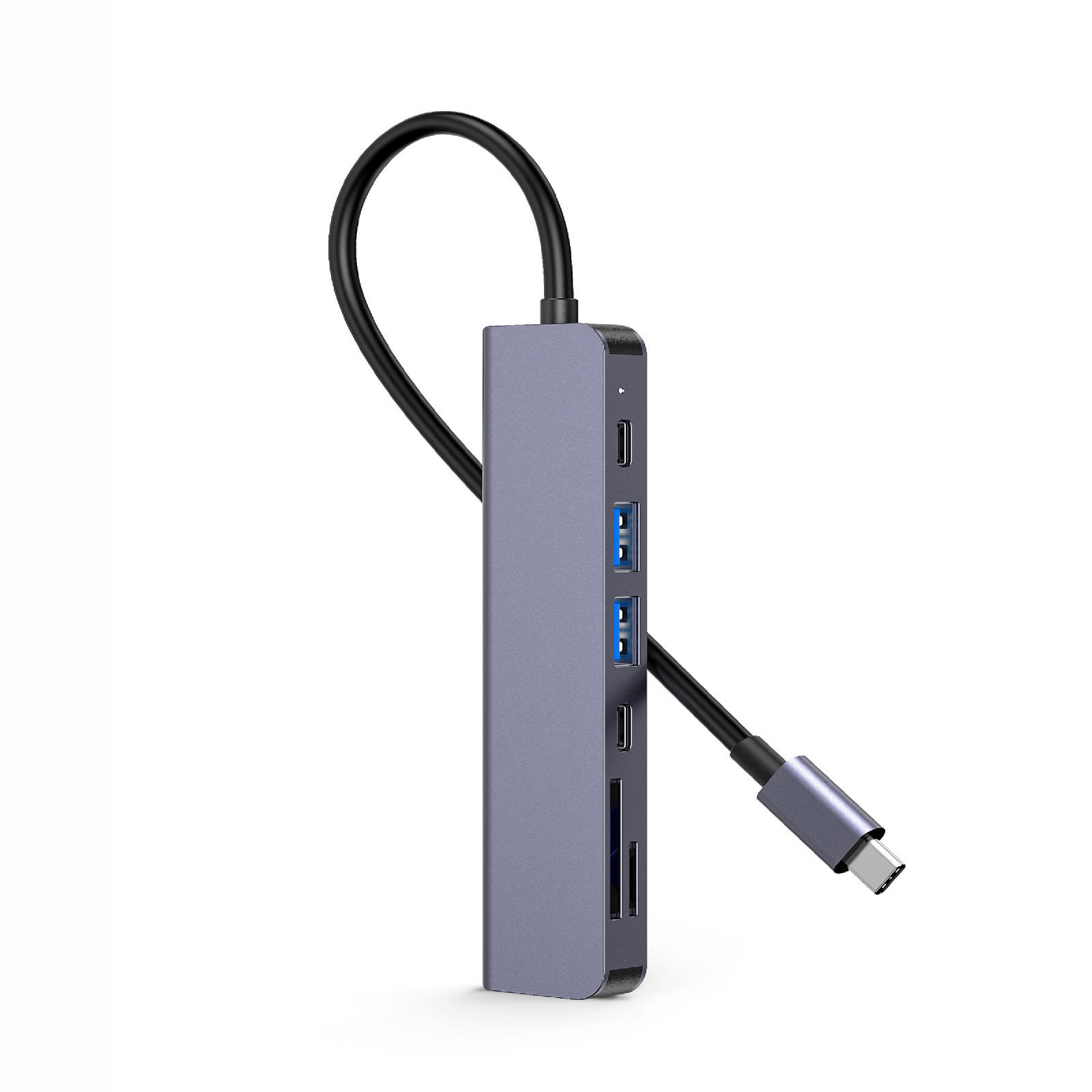 Digitek (DUH-007) 7 in 1 Type C USB HUB with 4K HDMI Port, 60W PD Type C Charging,1 x USB A 3.0 & 1x USB C 2.0 & 1x USB A 2.0 Port, Micro SD & SD Card Slo