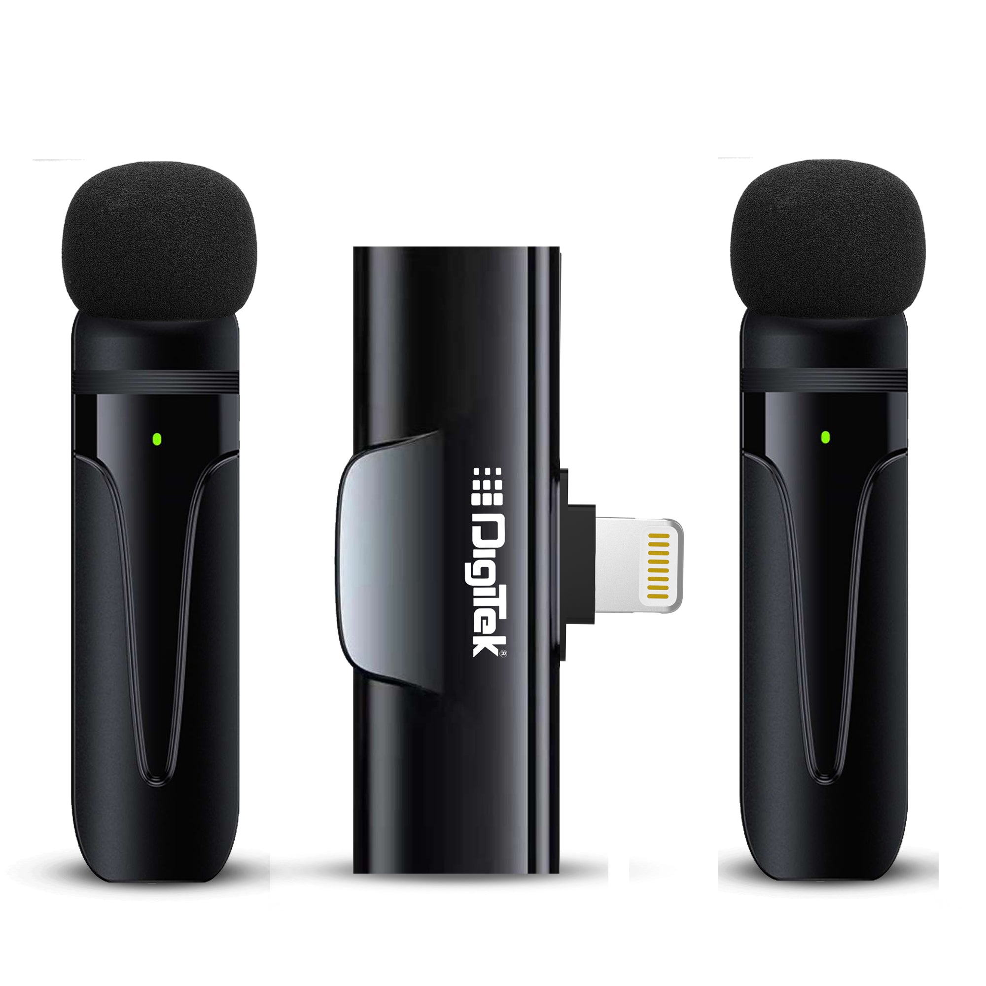 DIGITEK® (DWM 004) Wireless Microphone with Receiver Set, 2 Mics + 1 Receiver, Lightning Connector, 4 Hours Working Time, 10m Wireless Range, for Audio Recording, Live Streaming, Video Recording, only for iPhones with Lightning (LTC)