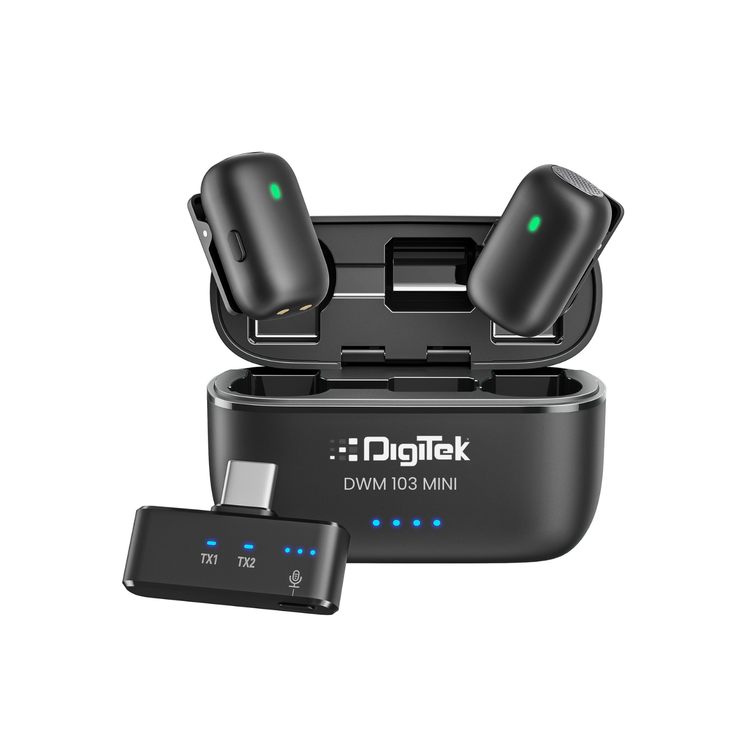 Digitek (DWM 103 Mini) 2-in-1 Wireless Microphone, 2.4G Wireless Mic, 40m Range, 6Hr Battery, Noise Reduction, for iOS & Android Smartphones/Tablets, Ideal for Live Interviews Meetings, Vlogging Live, Streaming