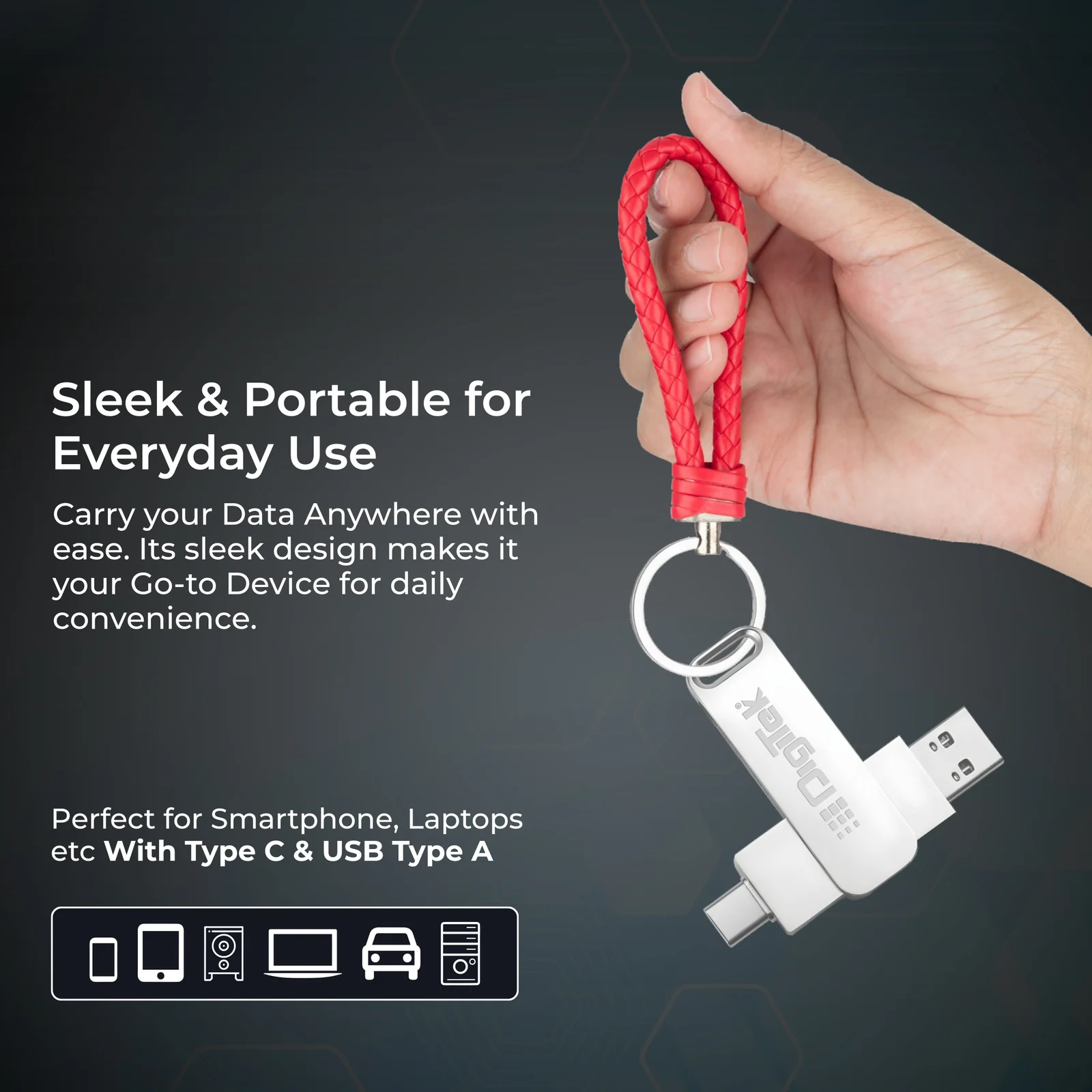 Digitek (DDUD 32G V3.0) Metal Body 32GB Storage 3.0V Dual Drive Flash Drive, USB-A & Type-C, Pen Drive, Magnetic, X-Ray & Temperature Resistant, Use with Smartphones, Tablets, Macs & USB-A Computers