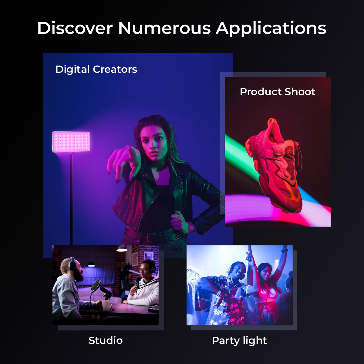 Digitek LED-D132 ML RGB Built in 4000mAh Li-ion Battery RGB Portable Video Light with Bundle of Advanced Features Like Hue & Saturation Settings 21 nos. of Scenario Effects Preset etc. - Digitek