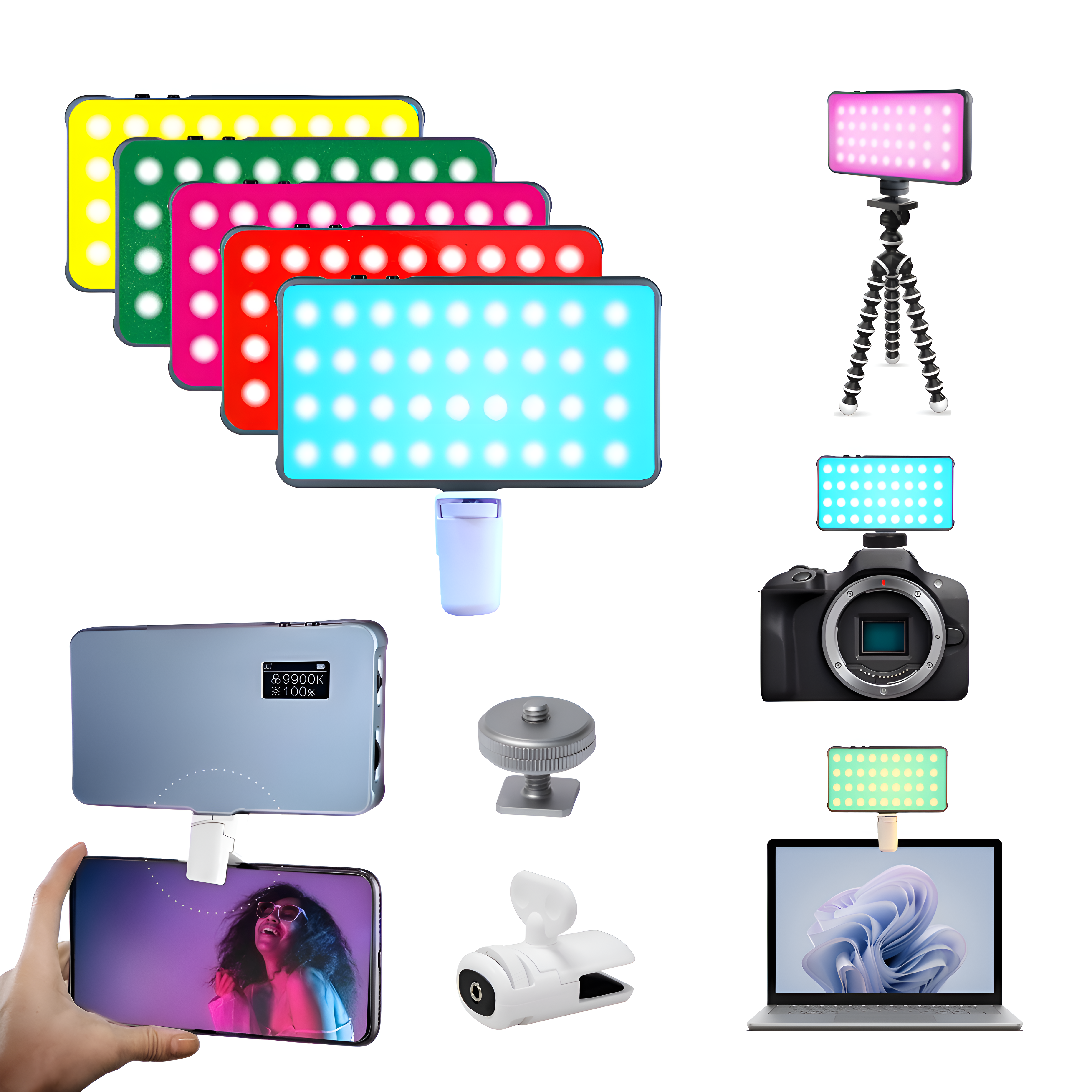 Digitek LED D12W ML RGB Professional RGB Portable Video Light with Flicker-Free LED Technology & 2000mAh 3.7V Li-ion Battery