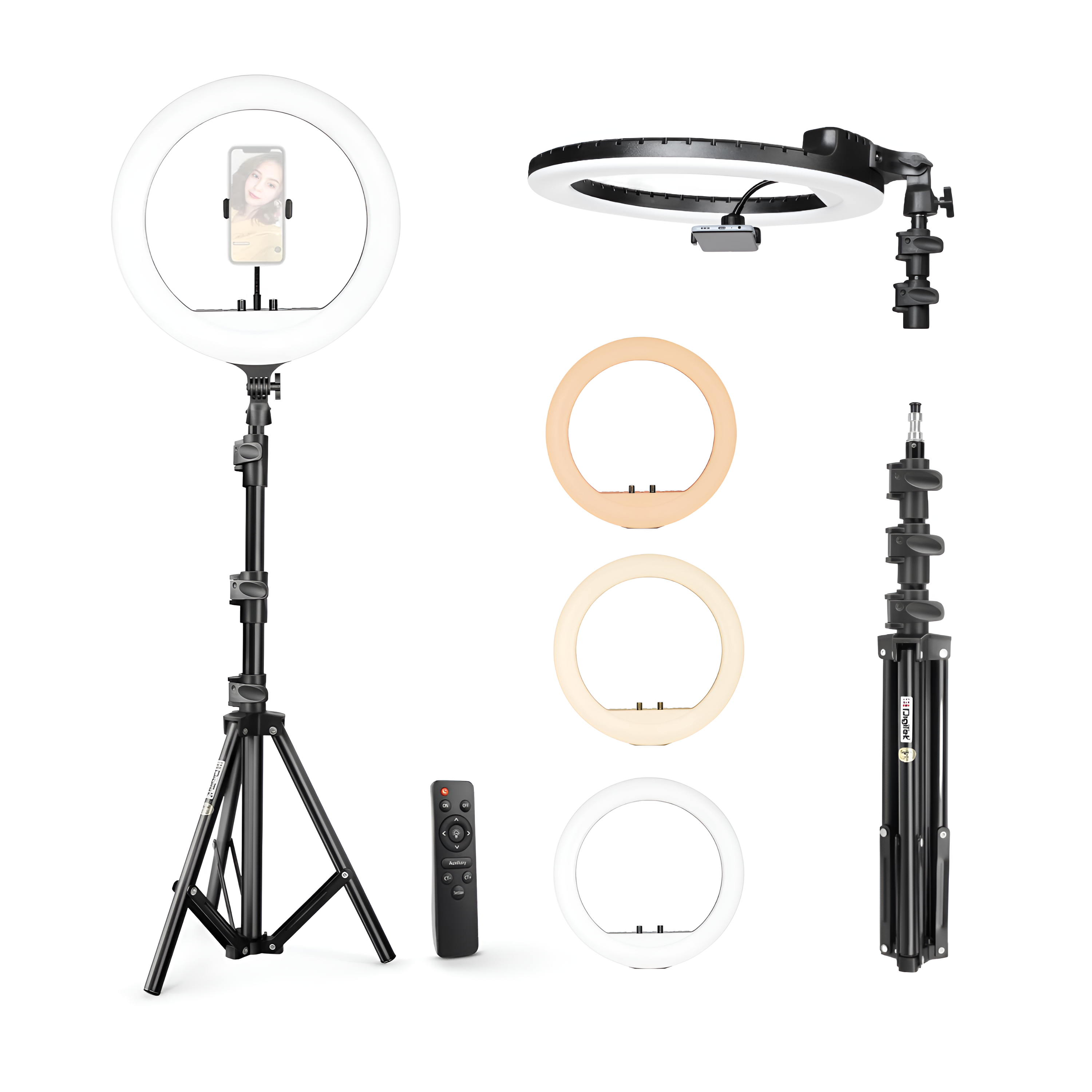 Digitek (DRL-18RT C6) Professional LED Ring Light with Remote & Light Stand, Runs on AC Power with No Shadow apertures, Ideal use for Makeup, Video Shoot, Fashion Photography & Many More